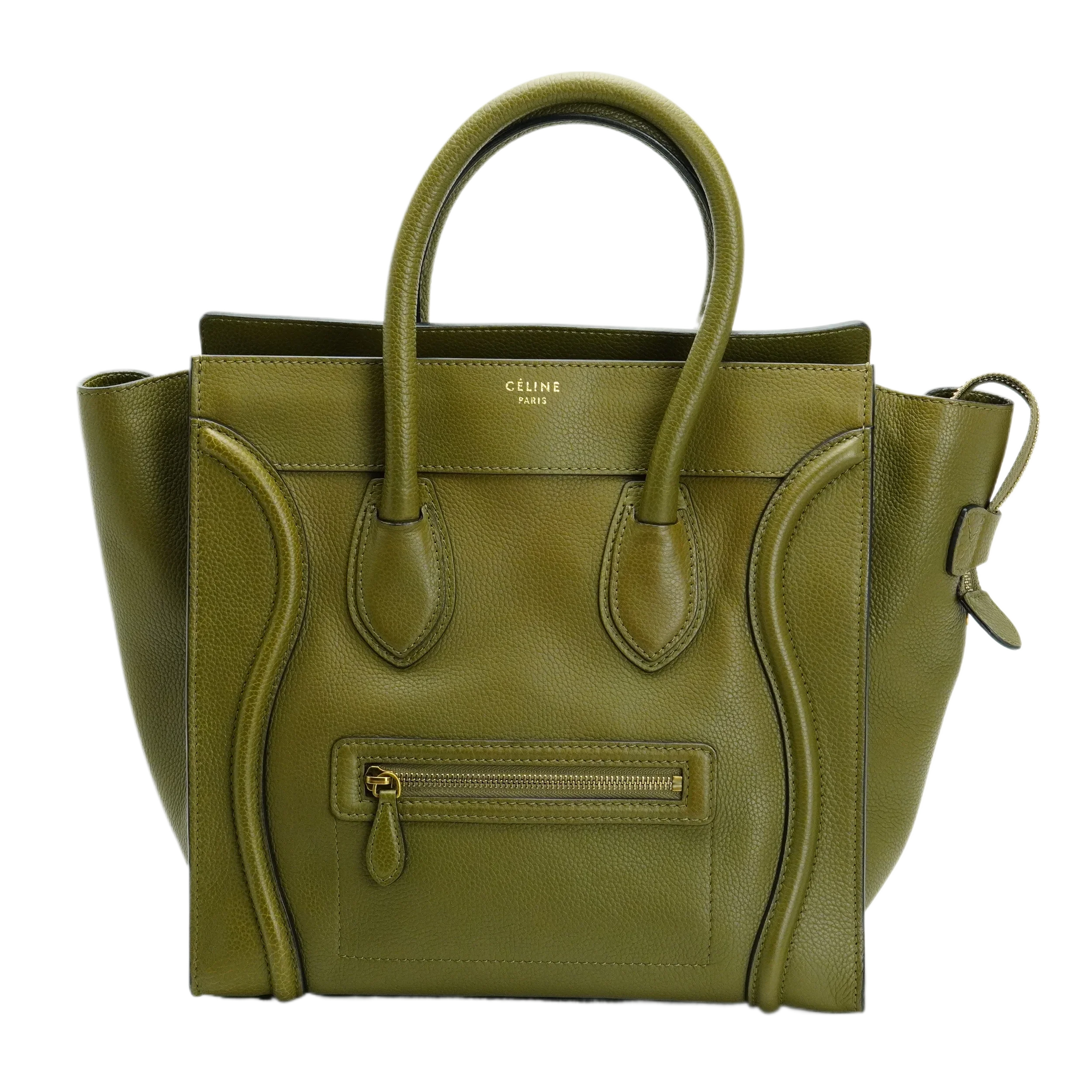 Olive green Celine Mini Luggage handbag