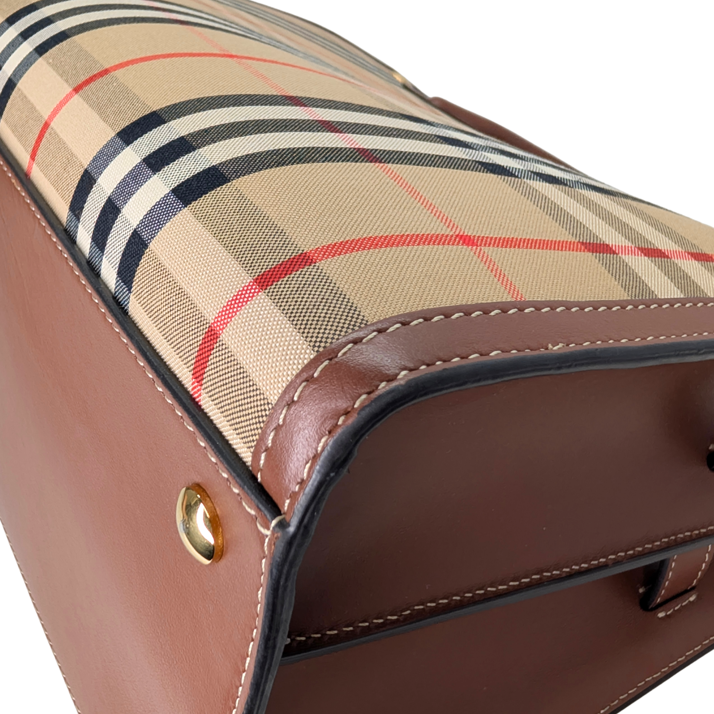 Burberry Check Title 2Way Tote Crossbody Bag