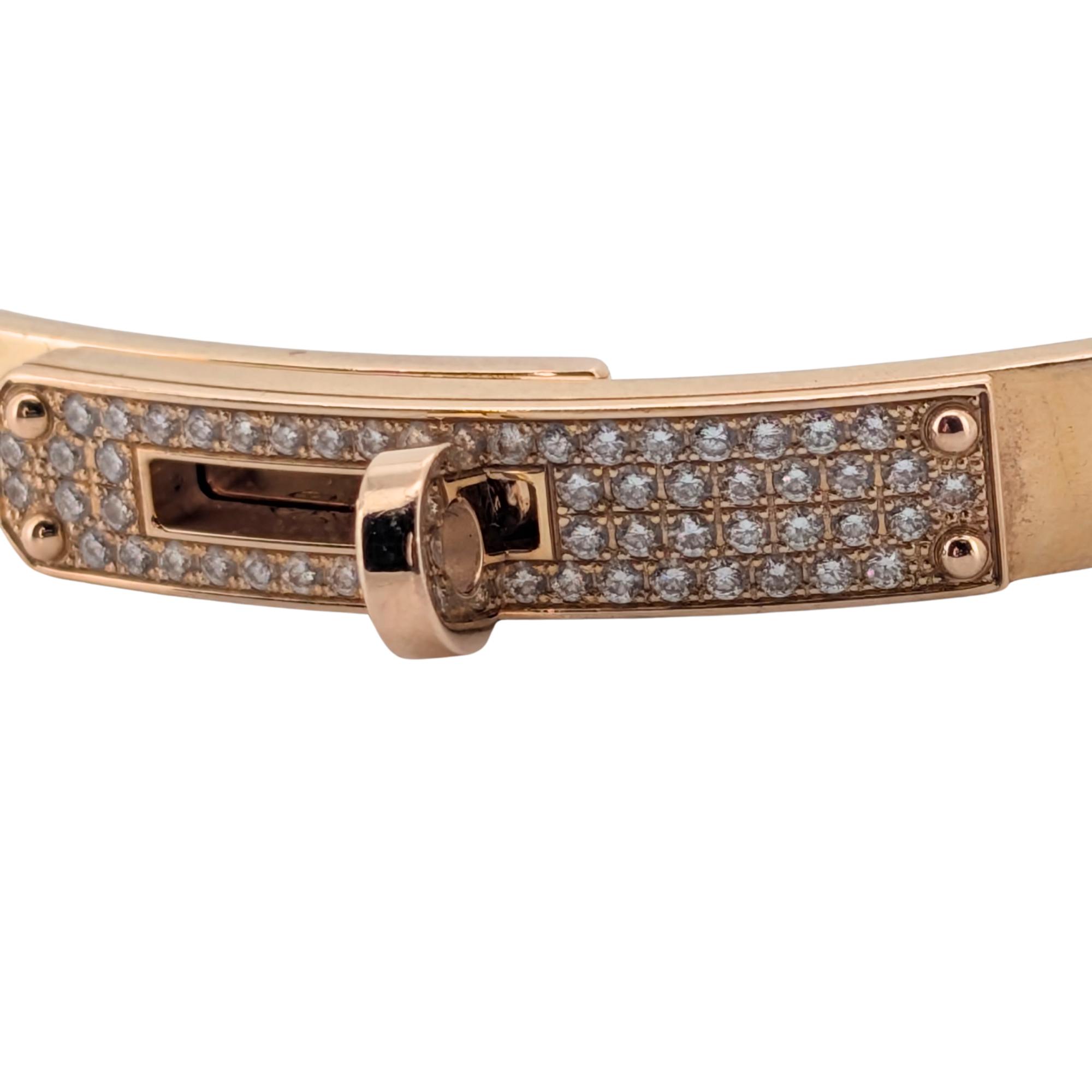 Hermes Kelly Diamond Bracelet Bangle Small LG In 18k Rose Gold