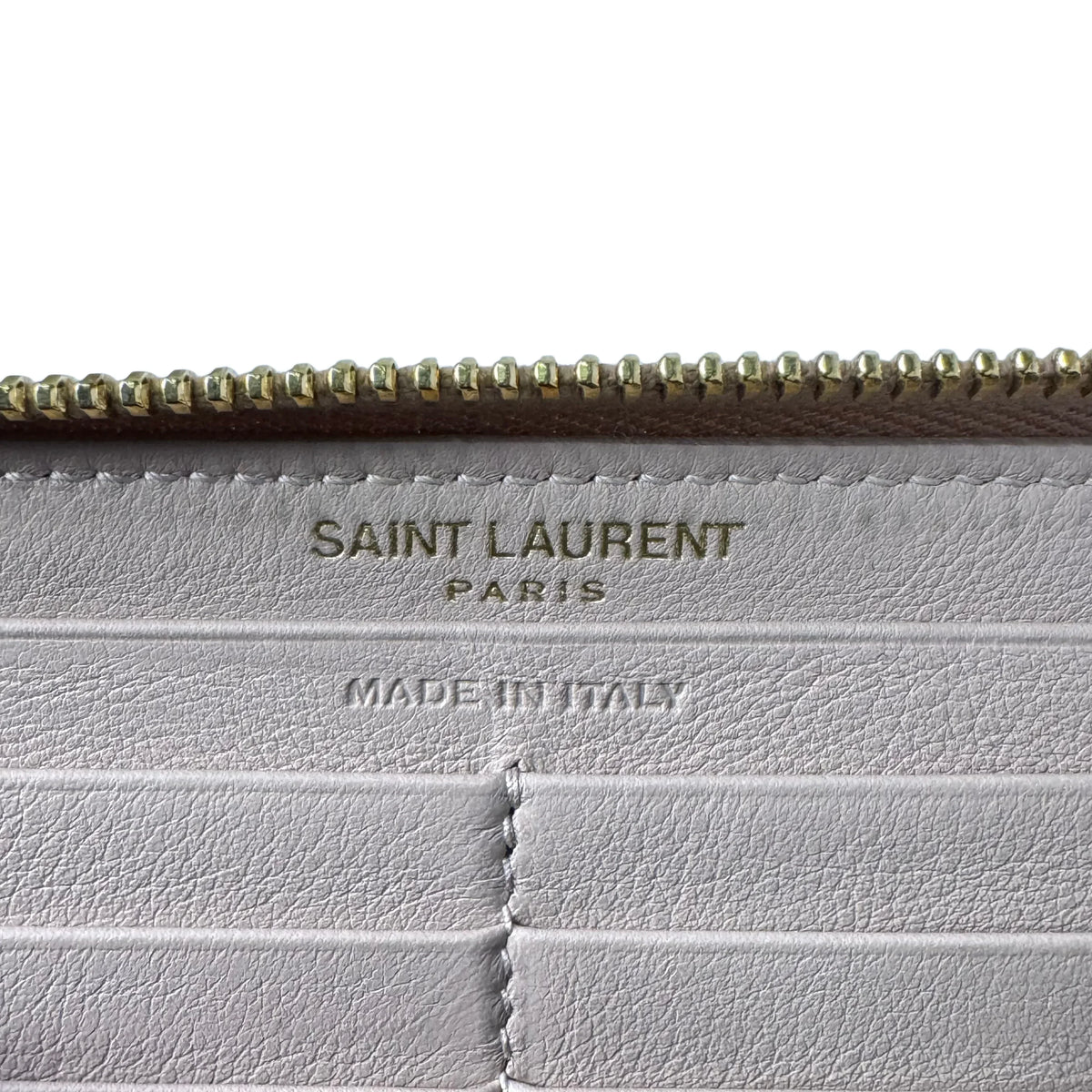 Saint Laurent Smooth Calfskin Long Beige Wallet - Lost Designer