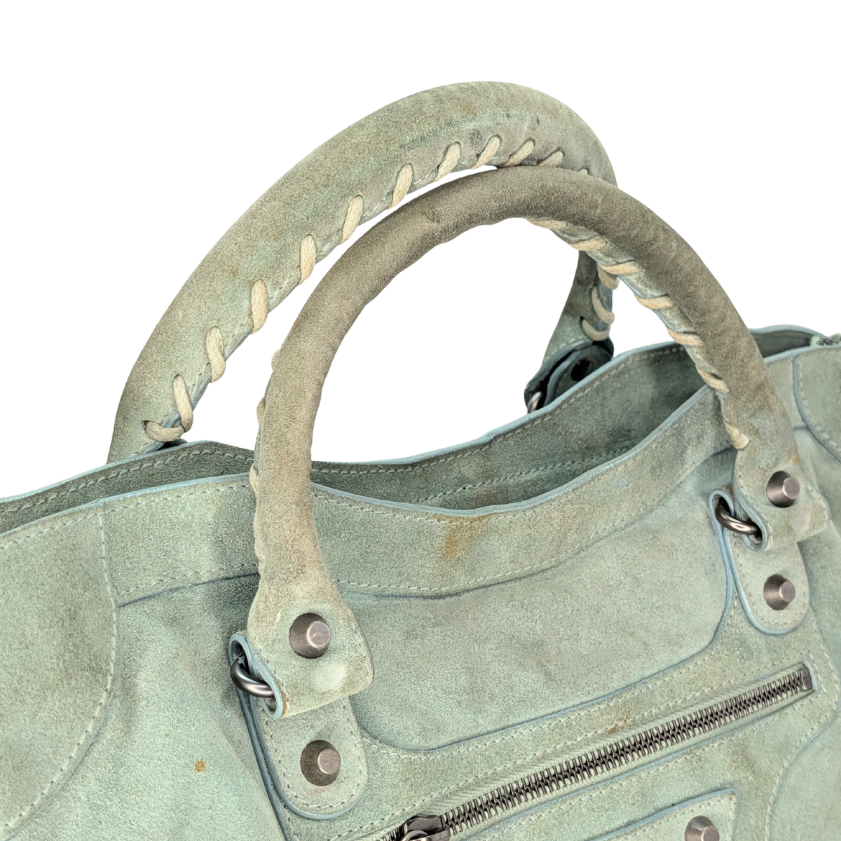 Balenciaga Motorcycle City Bag Suede Leather Pastel Green