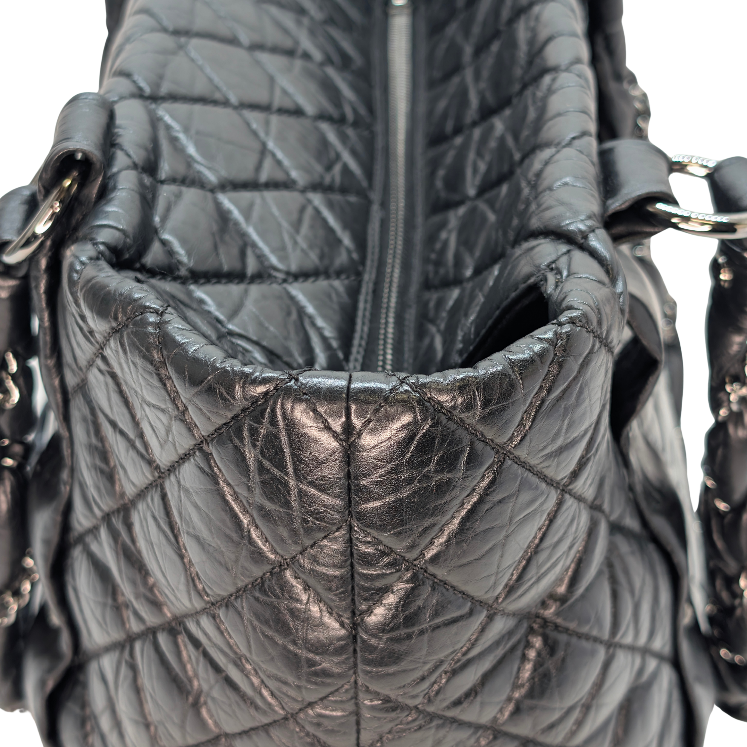 Chanel Distressed Lambskin Lady Braid Tote Bag Black