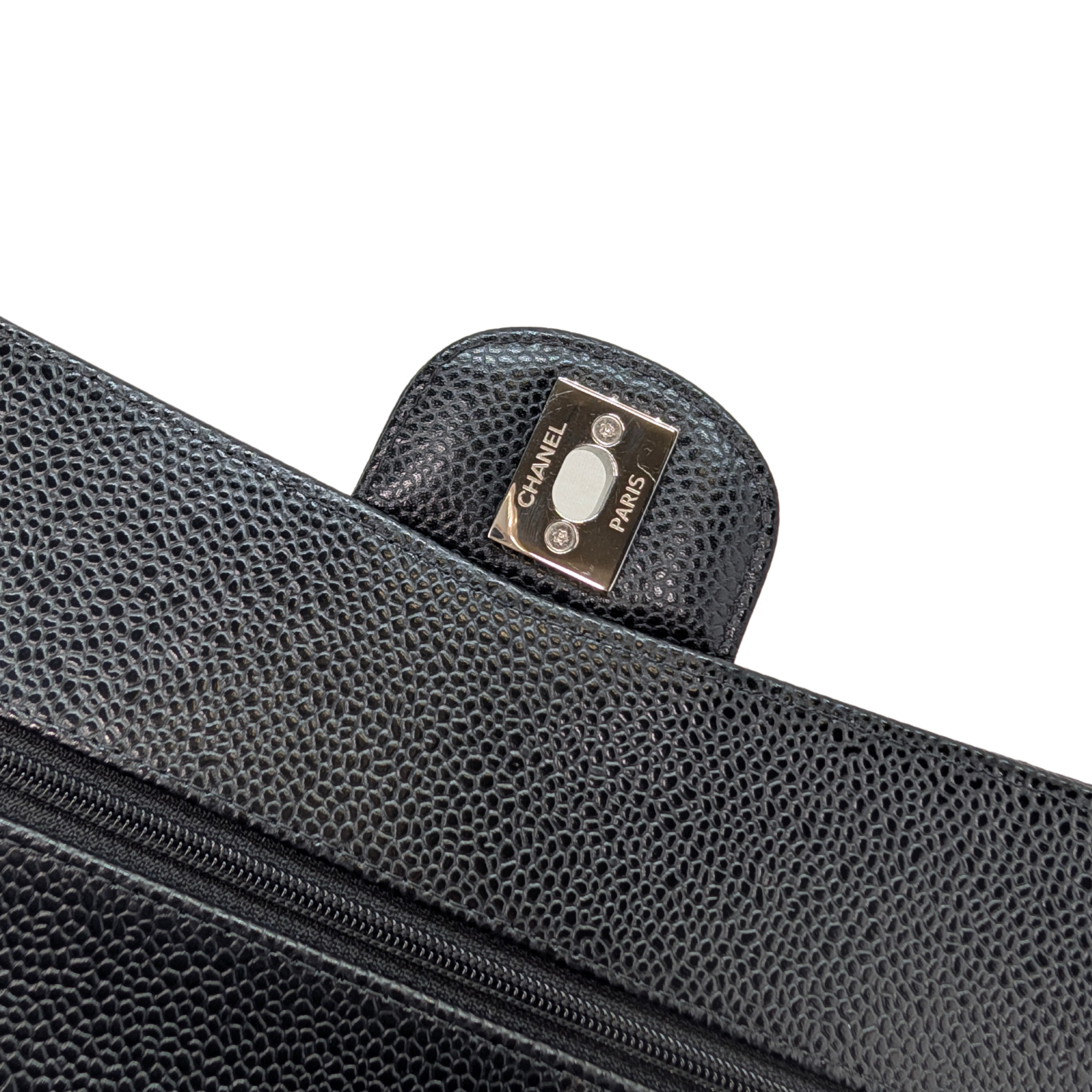 Chanel Classic Double Flap Caviar Black SHW Microchipped