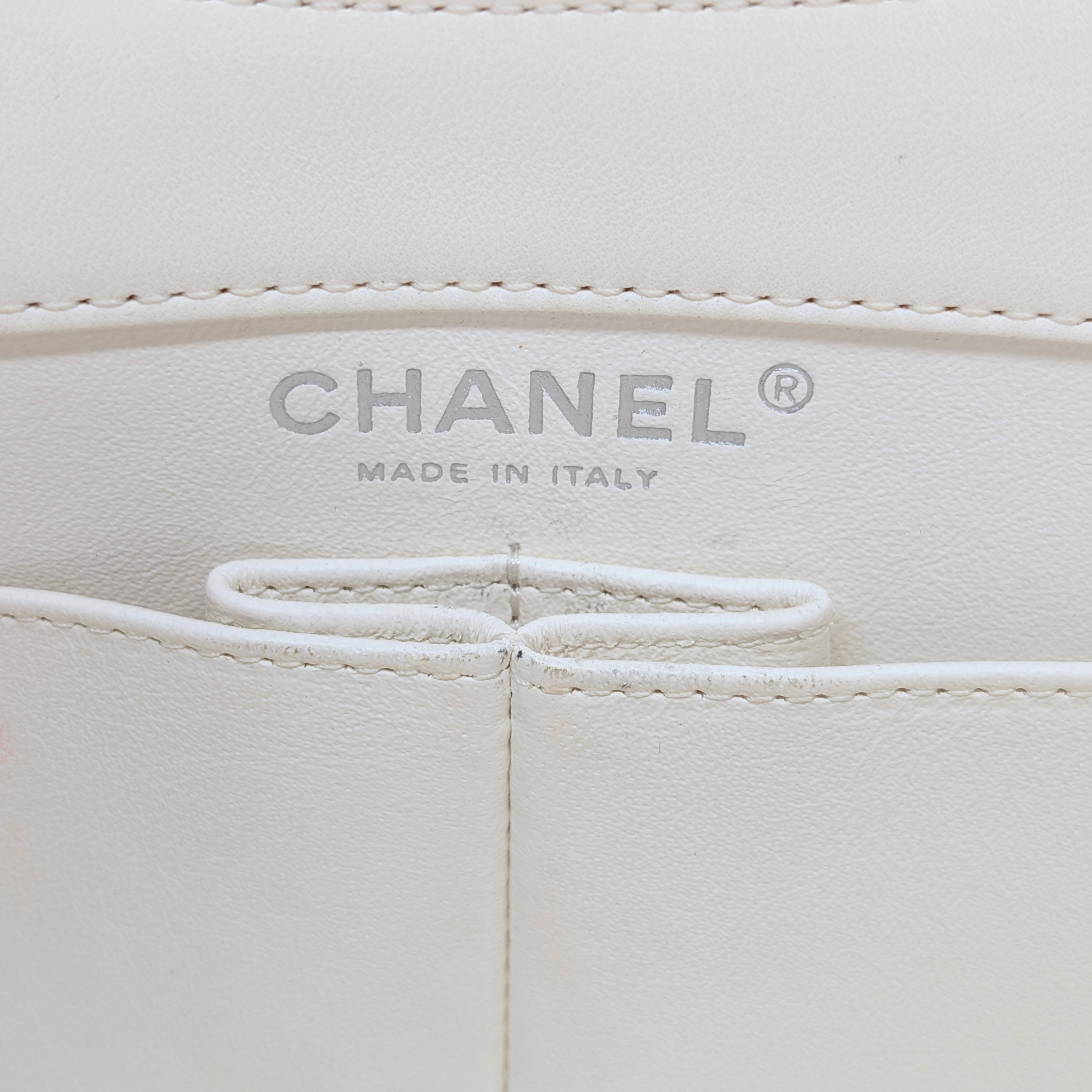 شانيل 2014 حقيبة مقبض مقصوصة بيضاء