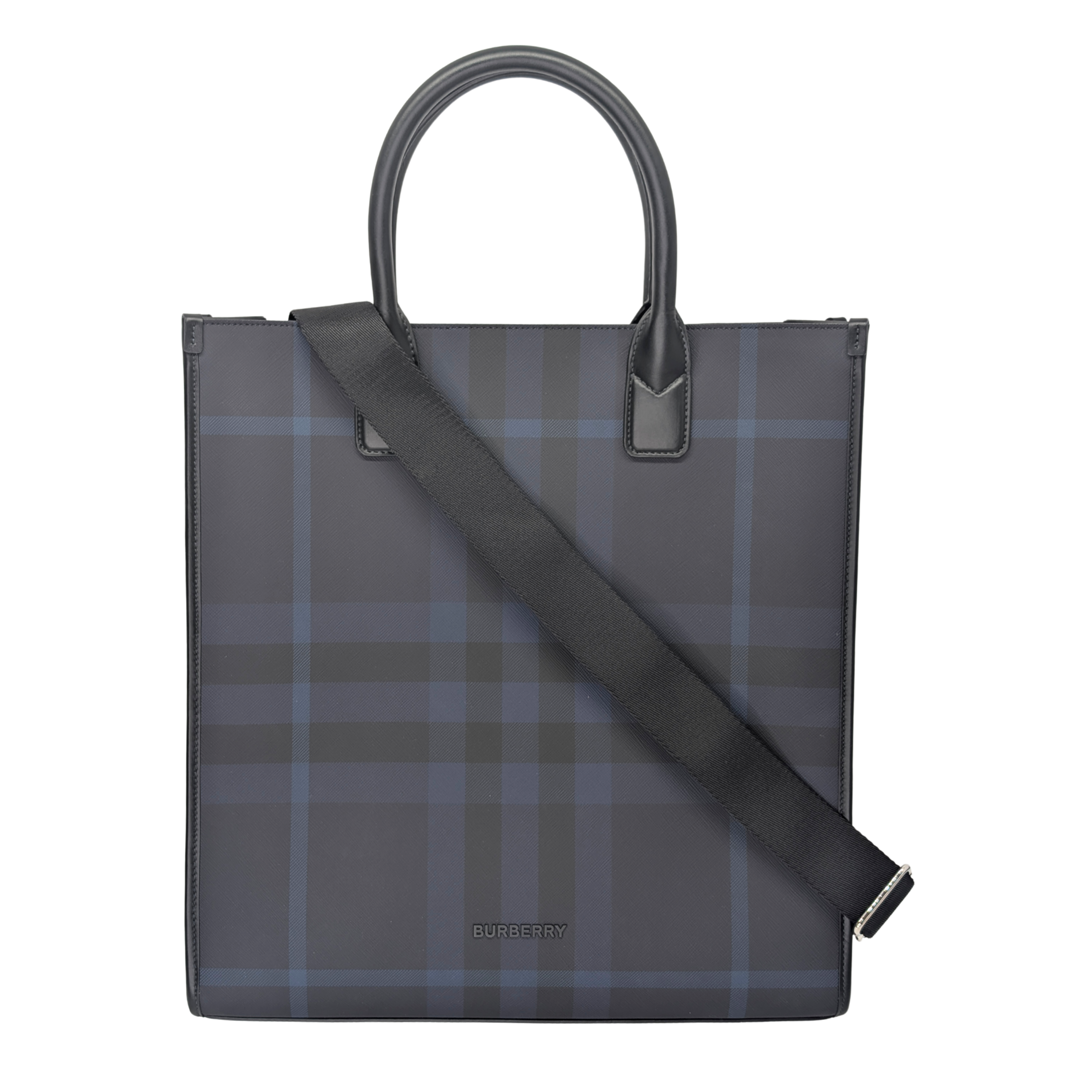 حقيبة توت Burberry Slim Vertical Denny بنقشة مربعات كحلية