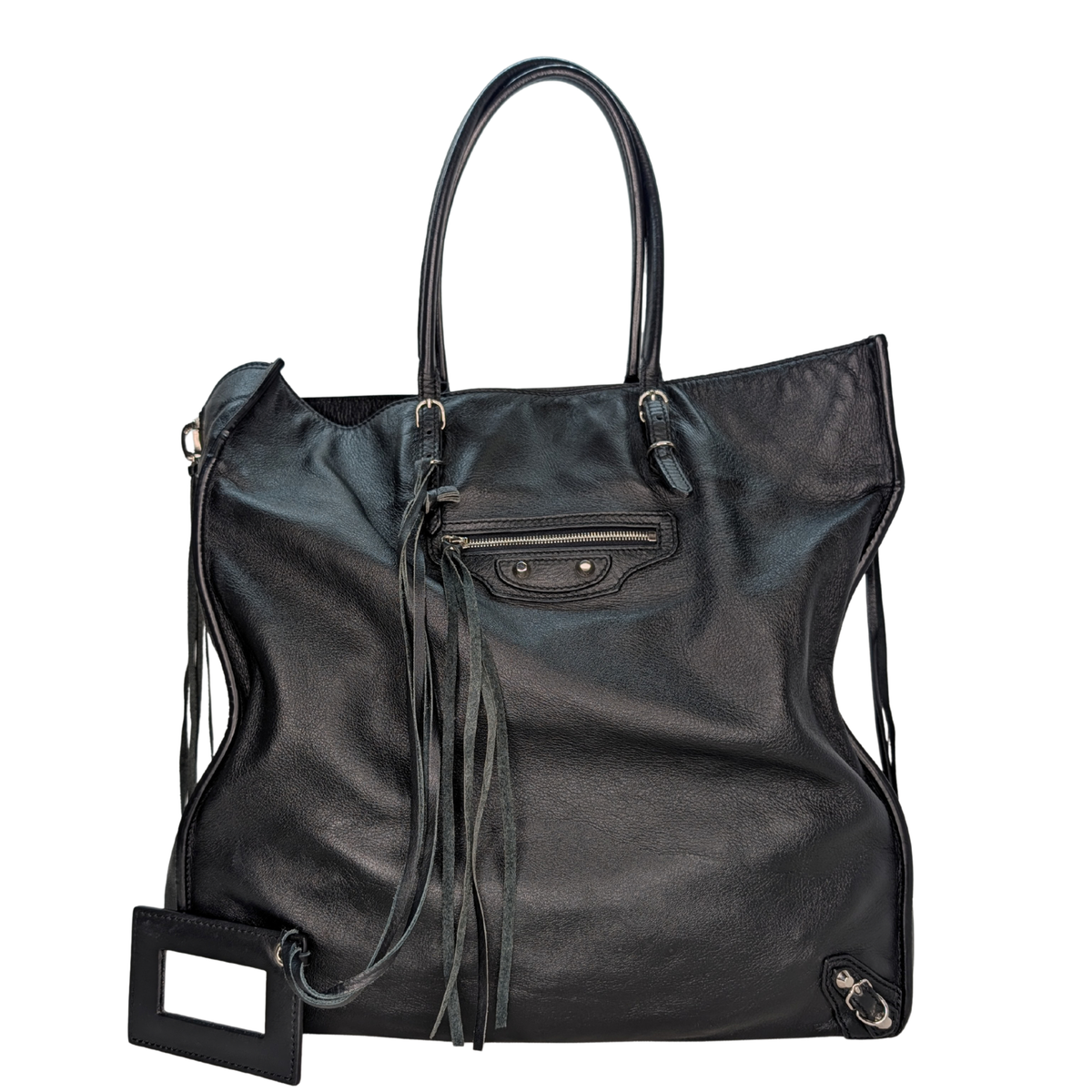 Balenciaga Supple Calfskin Papier A4 Zip Around Large Tote Black