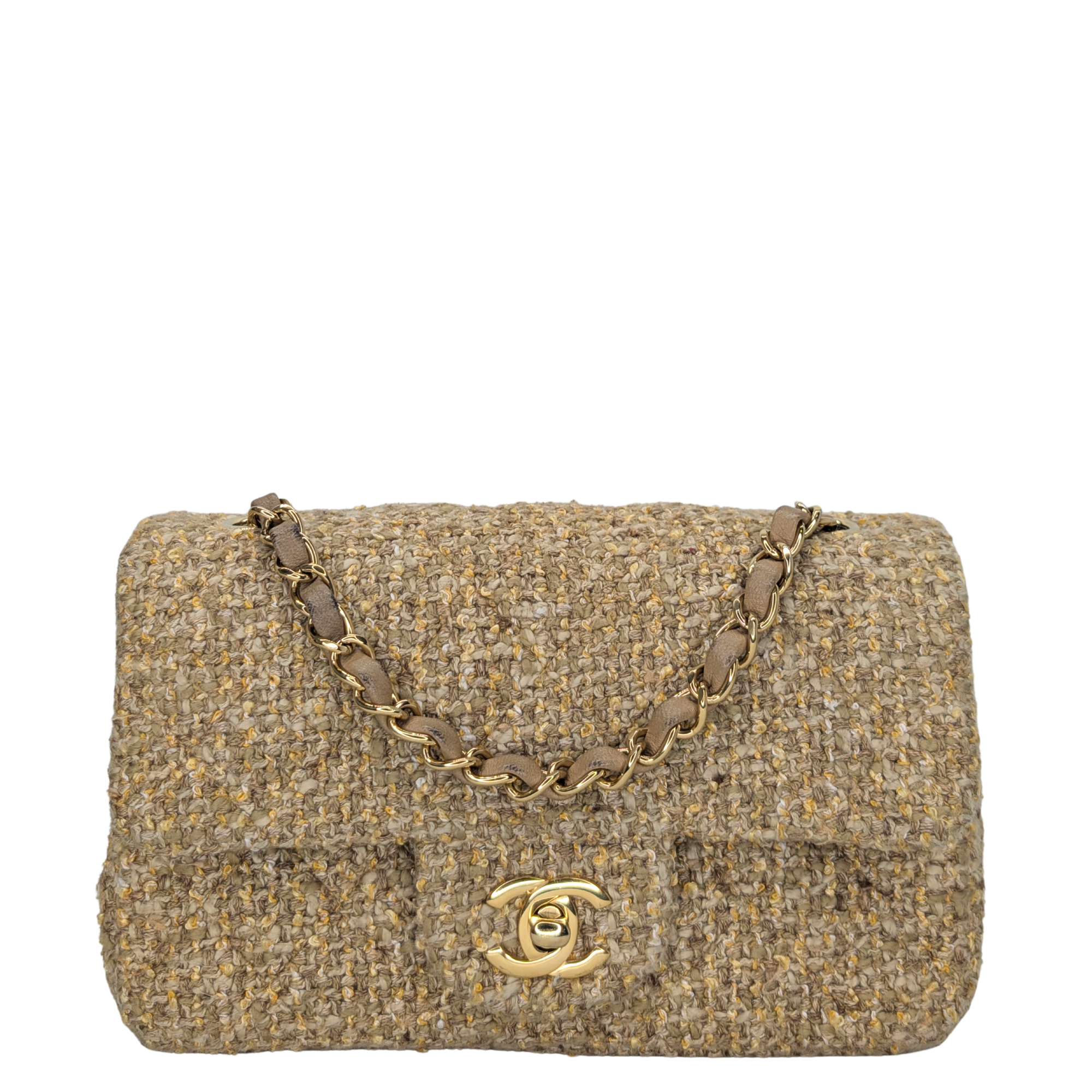Chanel Mini Classic Tweed Handbag Beige
