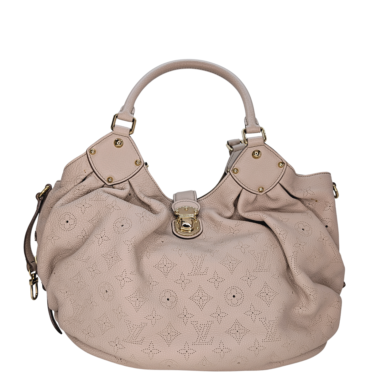 Louis Vuitton Mahina Beige L Hobo Bag Beige