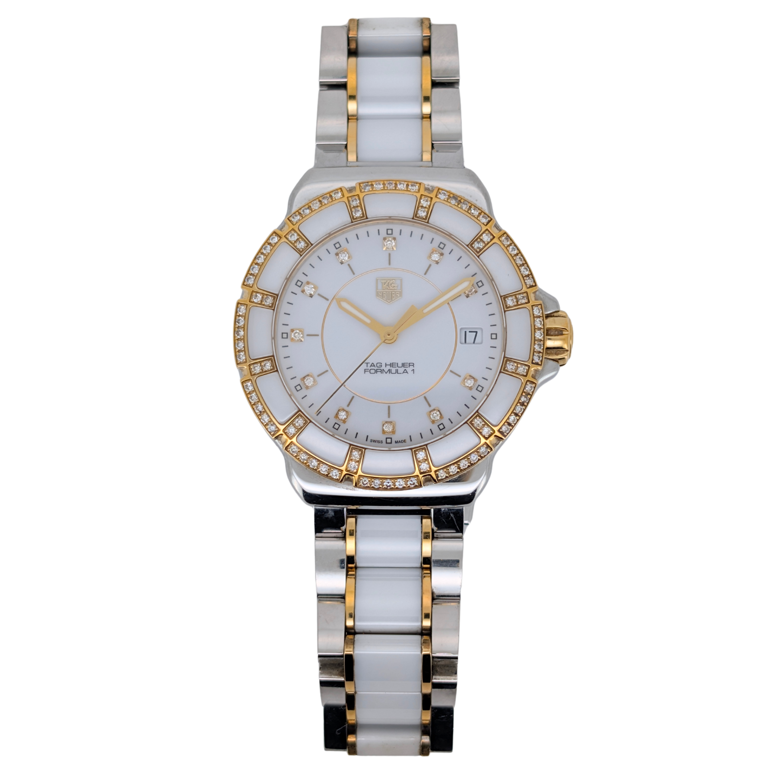 ساعة TAG Heuer Formula 1 Ceramic Diamond WAH1221 بيضاء 37 ملم