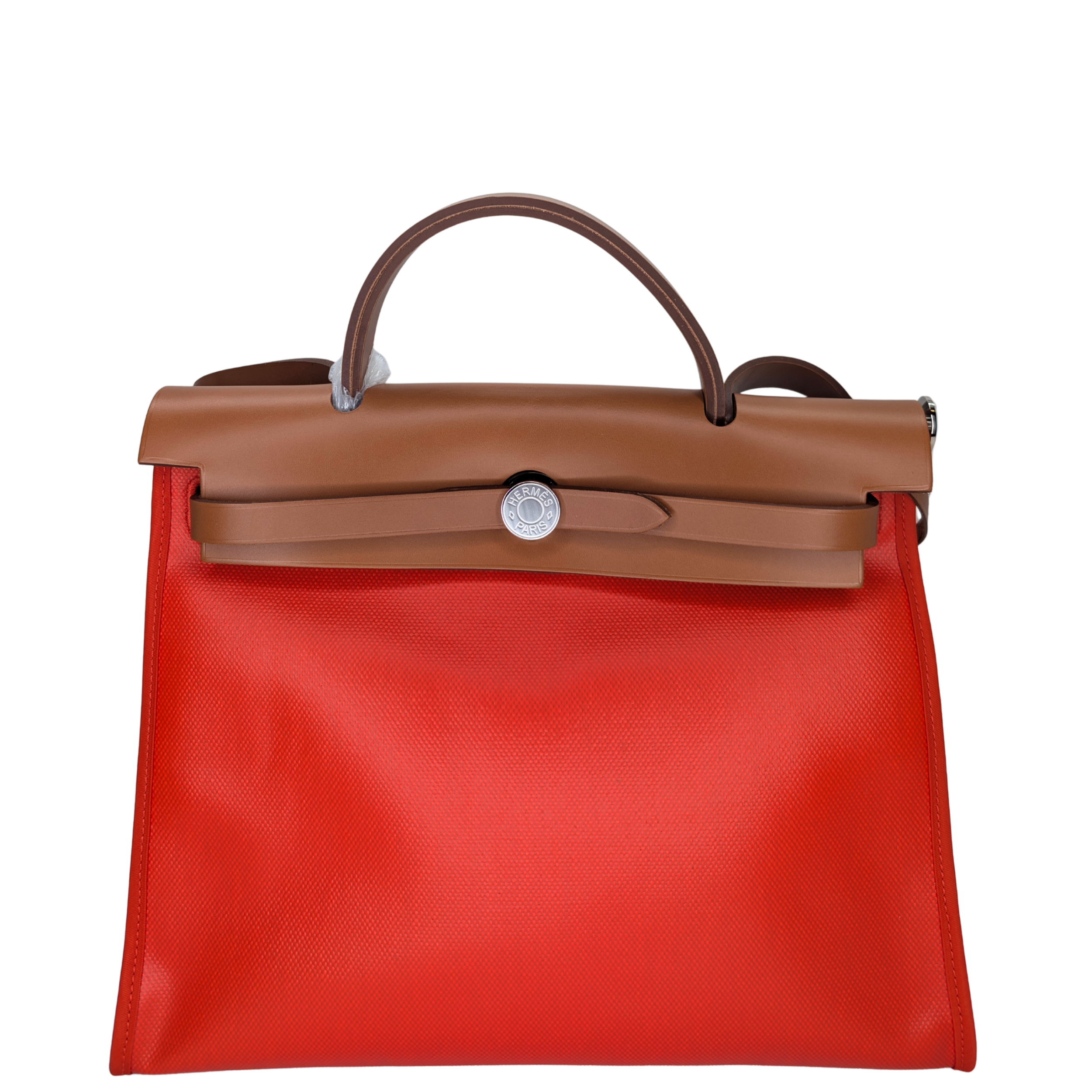 Hermes Herbag 31 Berline Canvas Hunter Orange ختم U