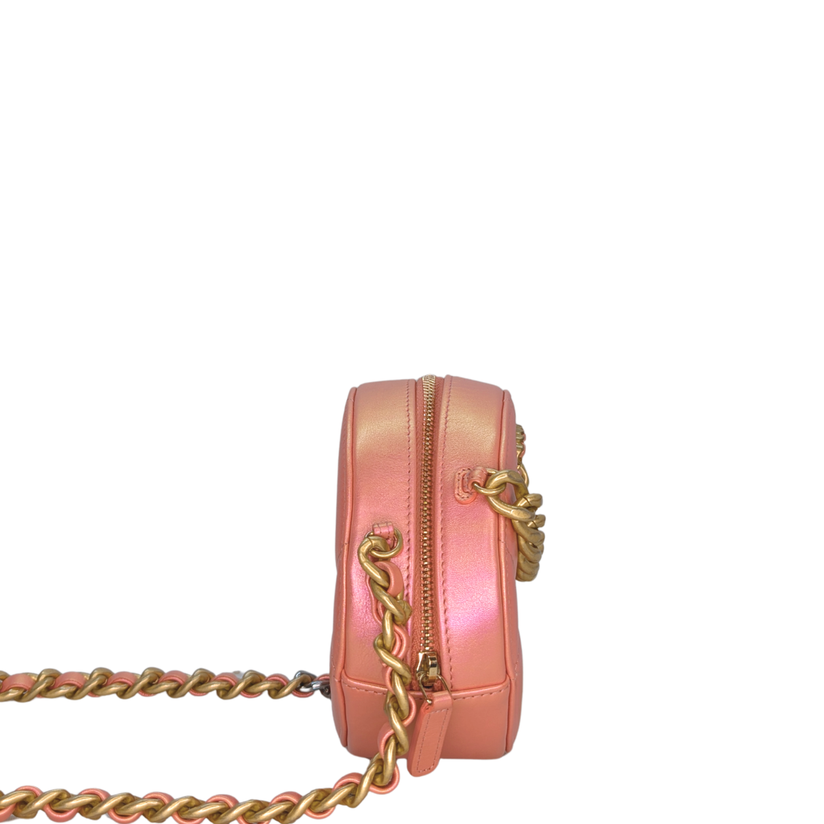 Chanel 19 Round Clutch with Chain Iridescent Pink Bag