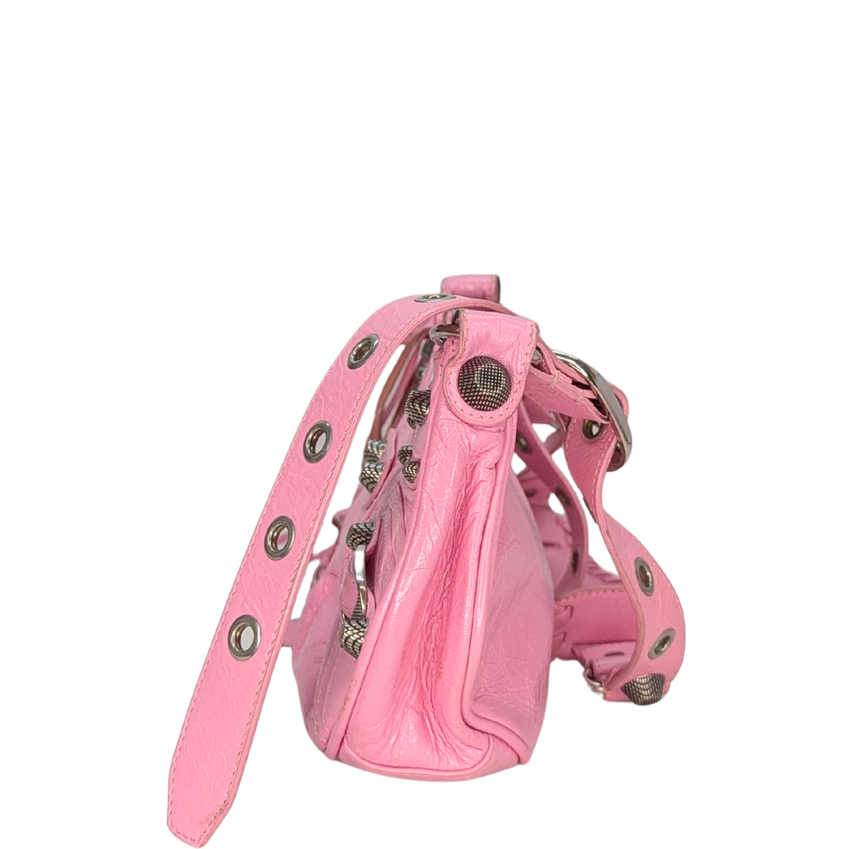 Balenciaga Leather Le Cagole Shoulder Bag XS Pink