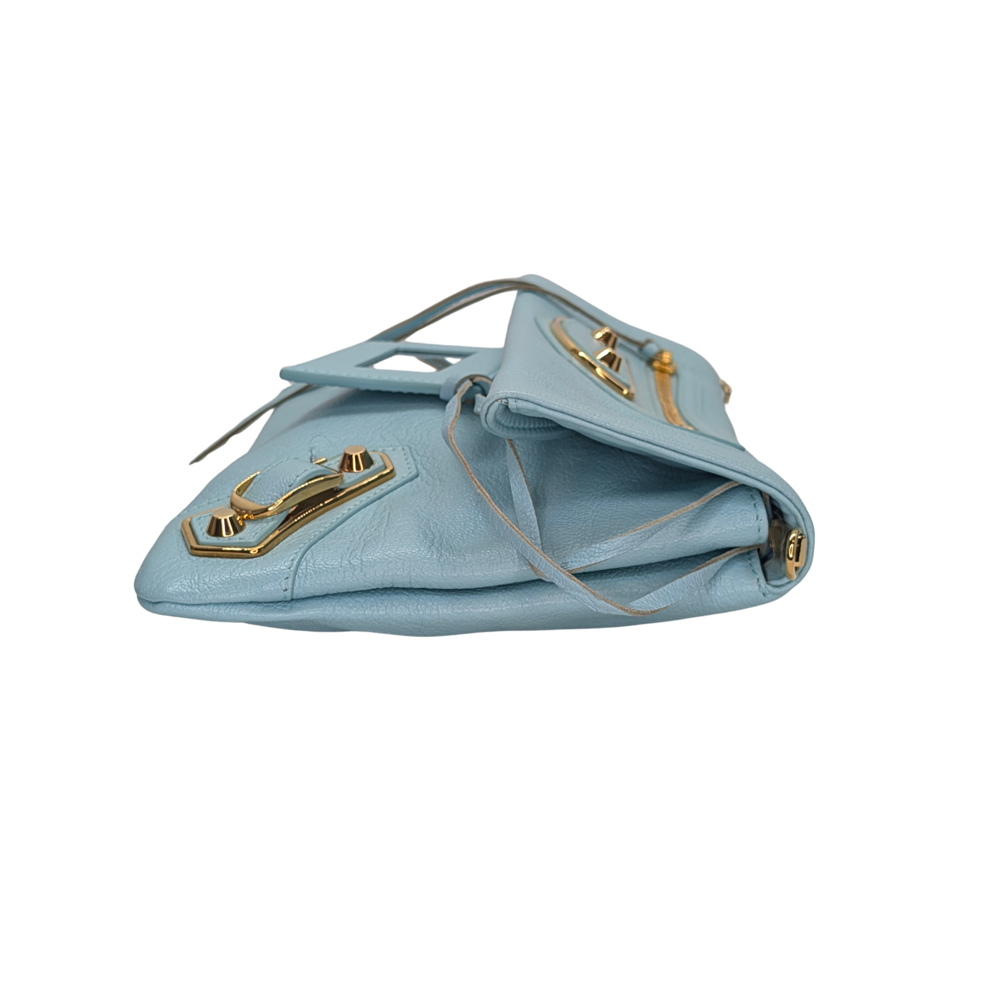 Balenciaga City Envelope Clutch Bag on chain Light Blue