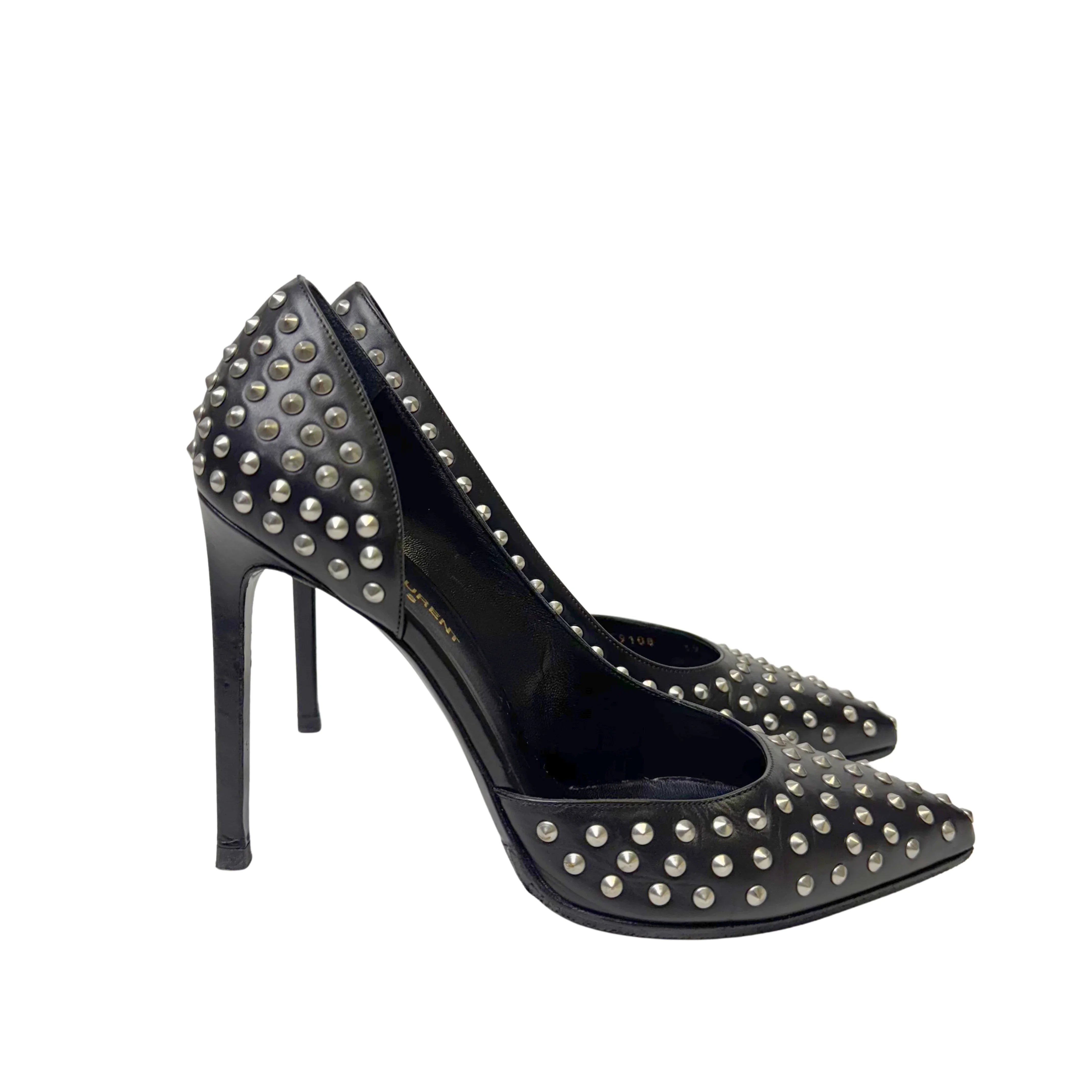 Saint Laurent Leather Printed Rock stud D'Orsay Pumps - Lost Designer