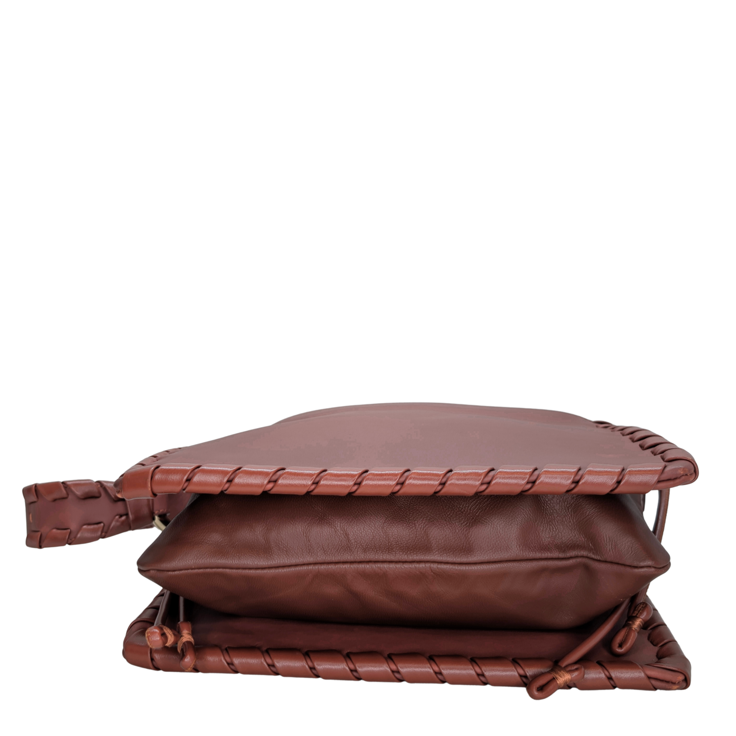 حقيبة كتف جلدية بني طراز Chloé Mate Gusset