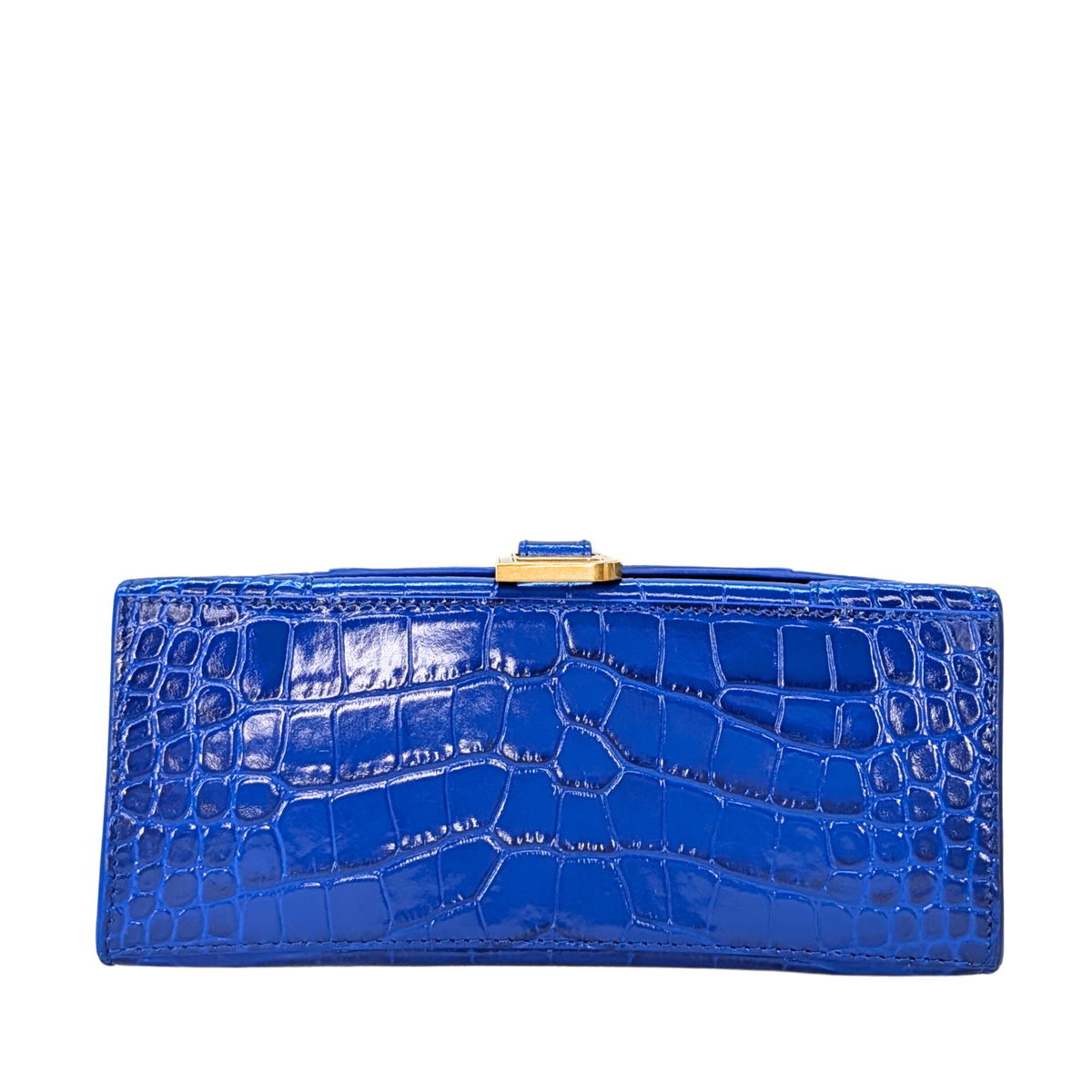 Balenciaga Hourglass Crocodile Embossed Blue