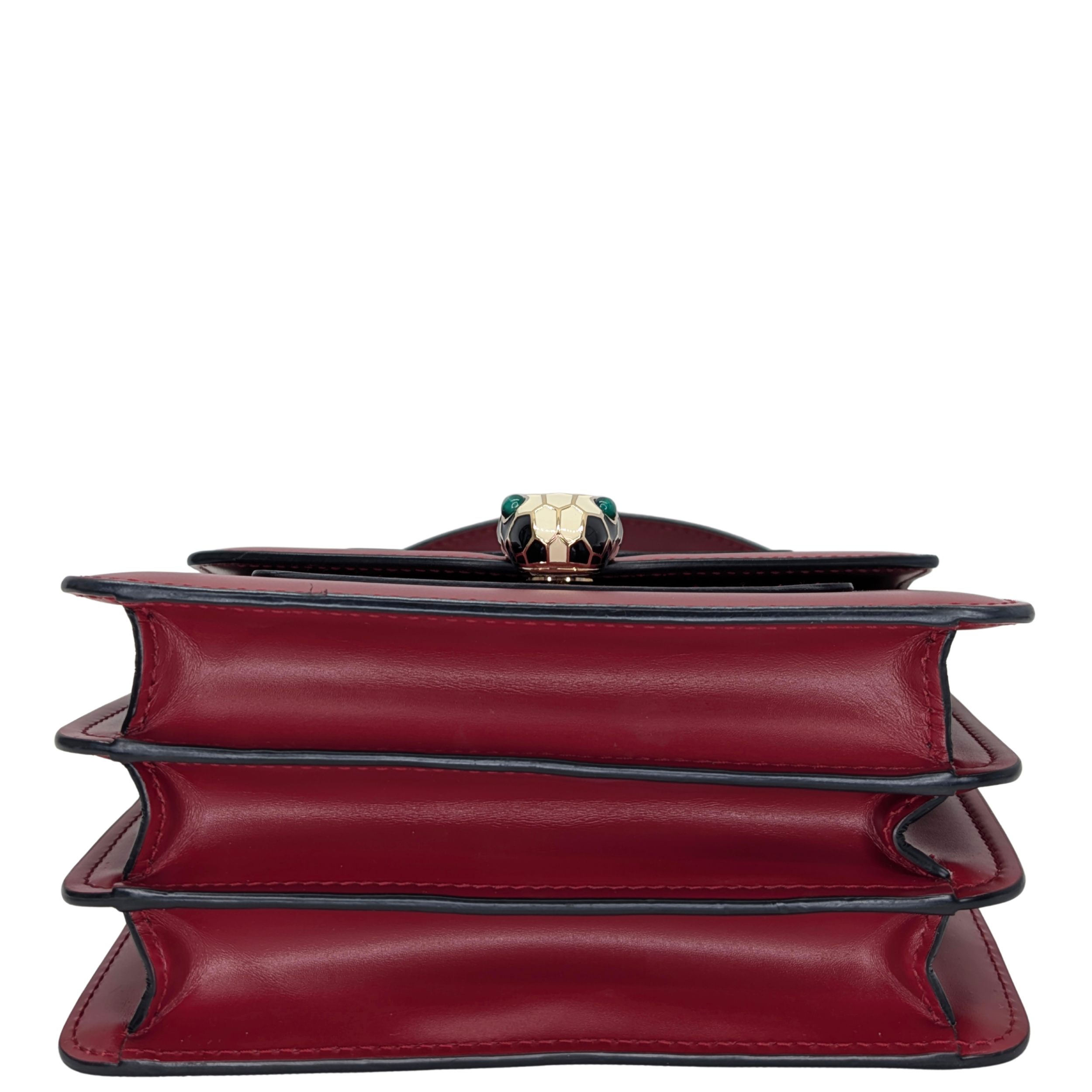 Bvlgari Calfskin Serpenti Forever Top Handle Red