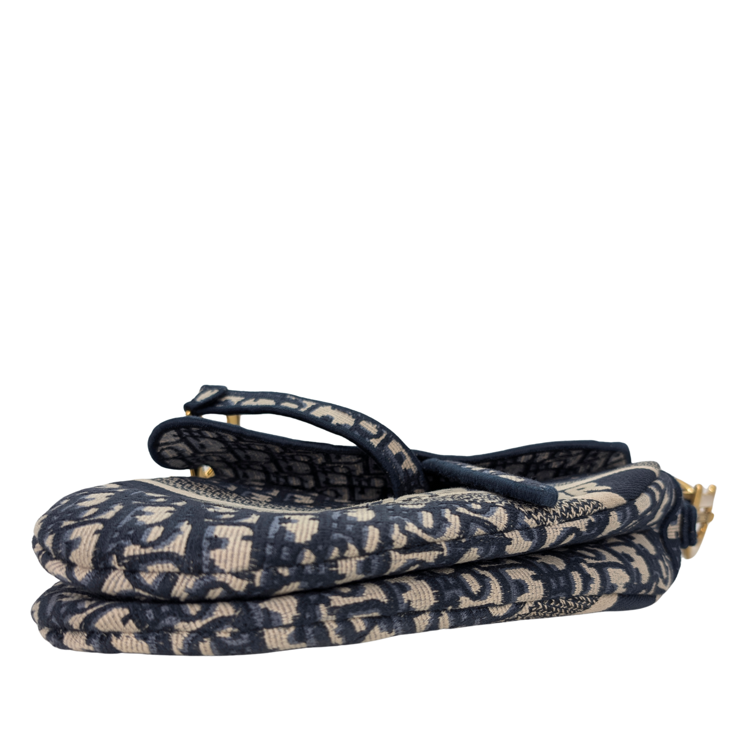 Dior Medium Saddle Bag Navy Oblique with Strap