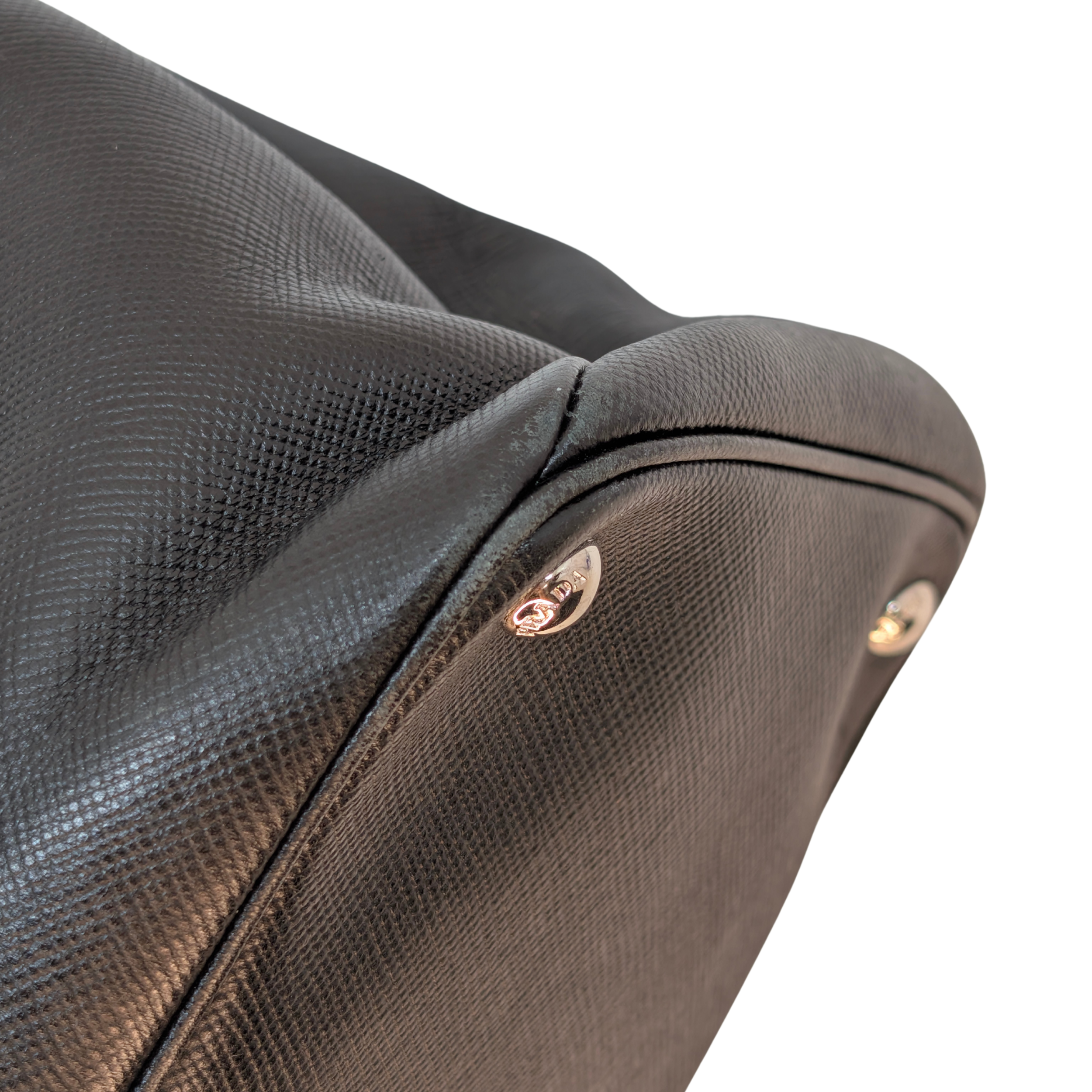 Prada Saffiano Cuir Twist Lock Tote Bag Black