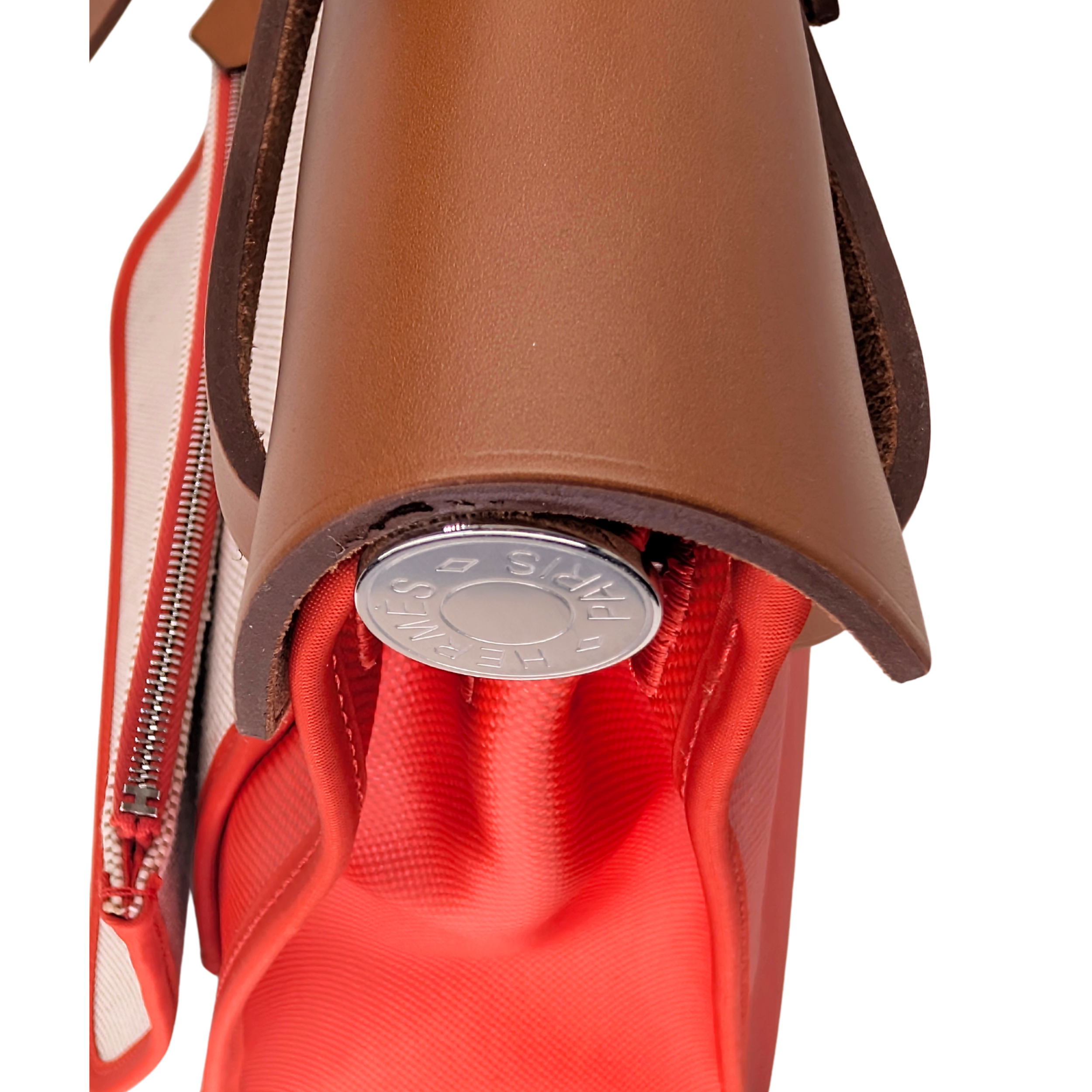 Hermes Herbag 31 Berline Canvas Hunter Orange ختم U