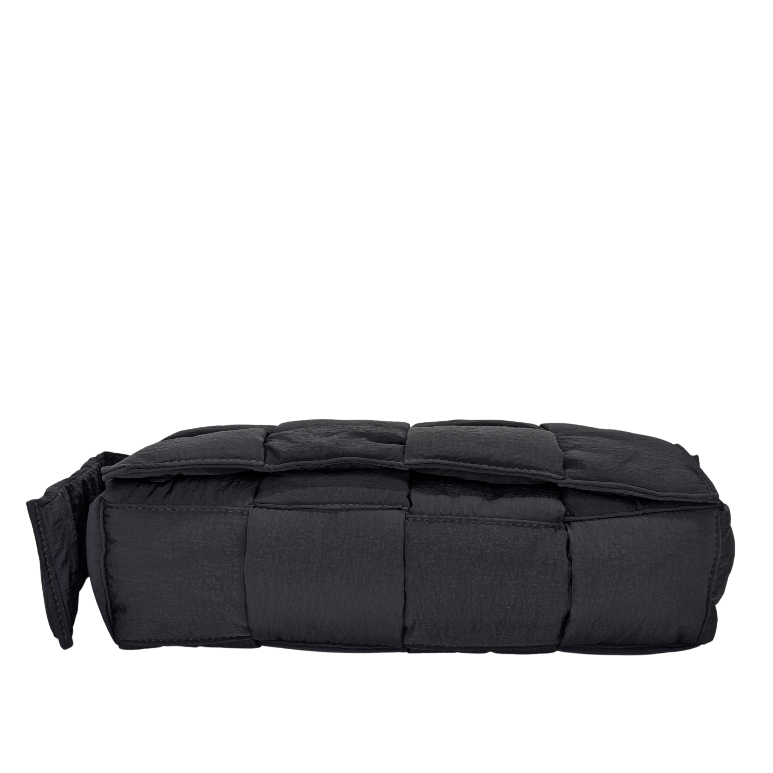 Bottega Nylon Intrecciato Padded Tech Cassette Bag Black
