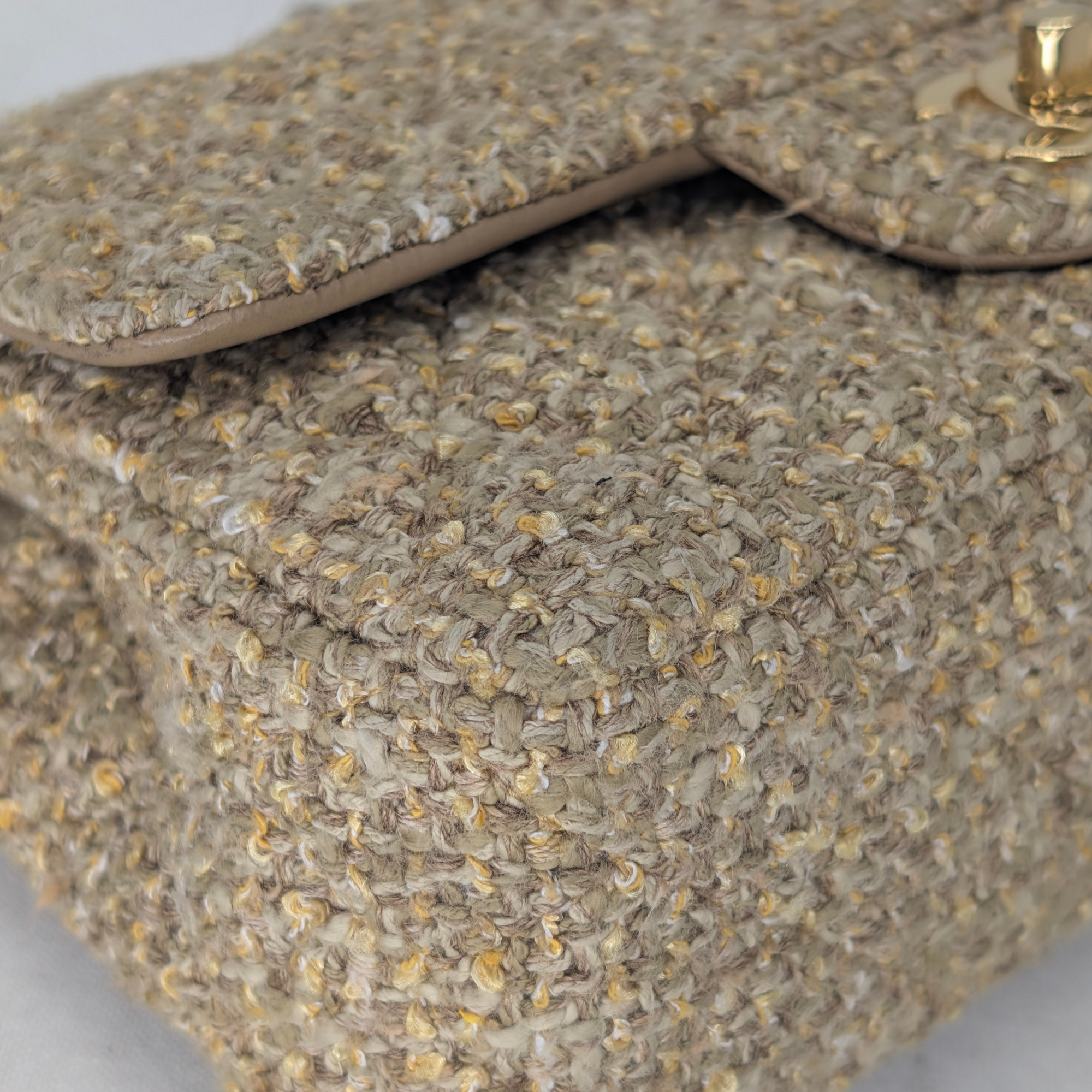 Chanel Mini Classic Tweed Handbag Beige