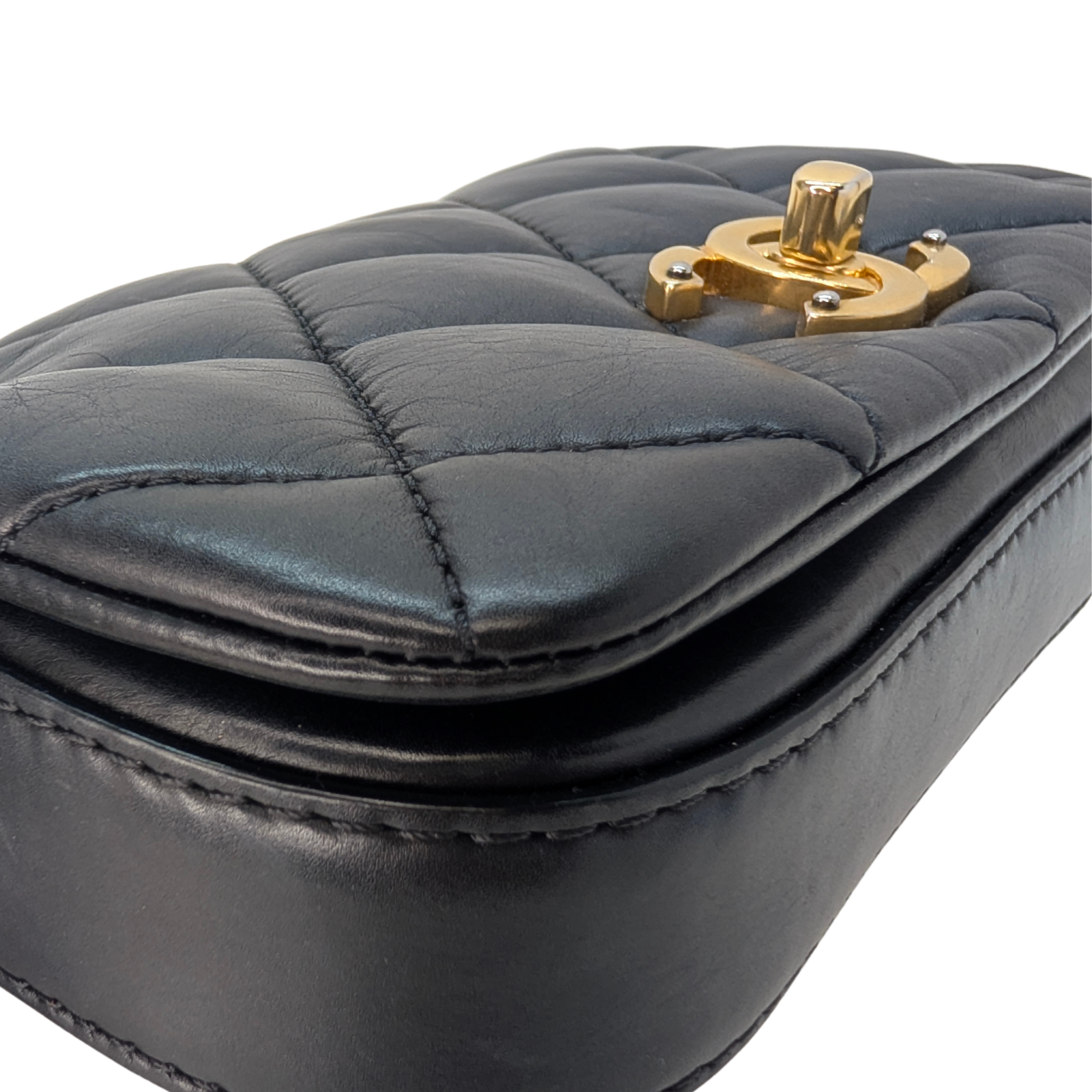 Chanel Quilted Mini Nailed CC Flap Bag Black