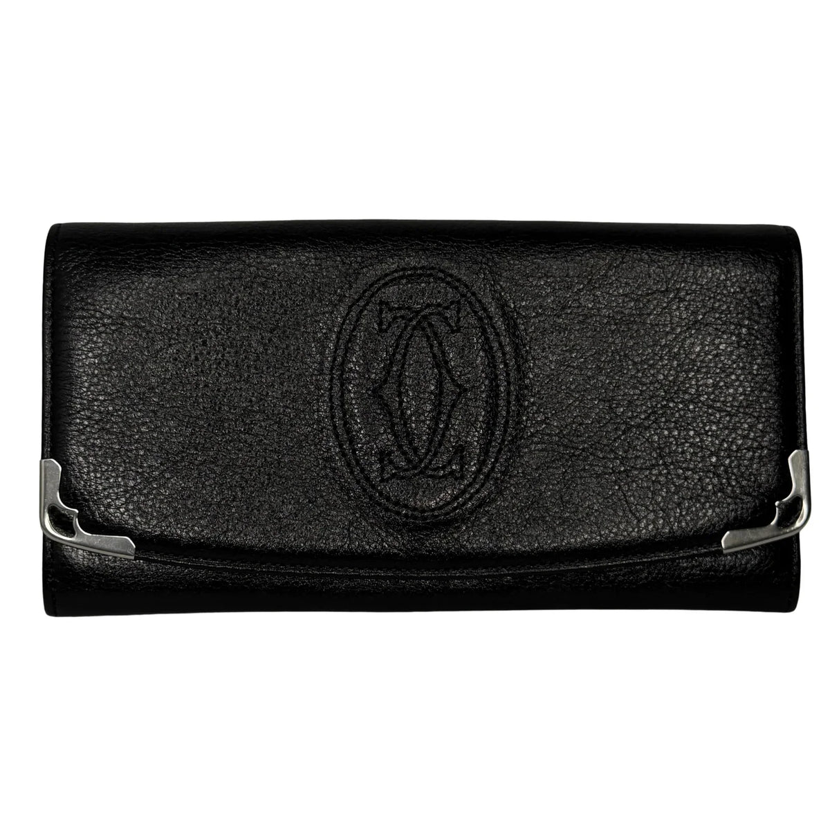 Cartier Black Leather Long Folding Wallet - Lost Designer