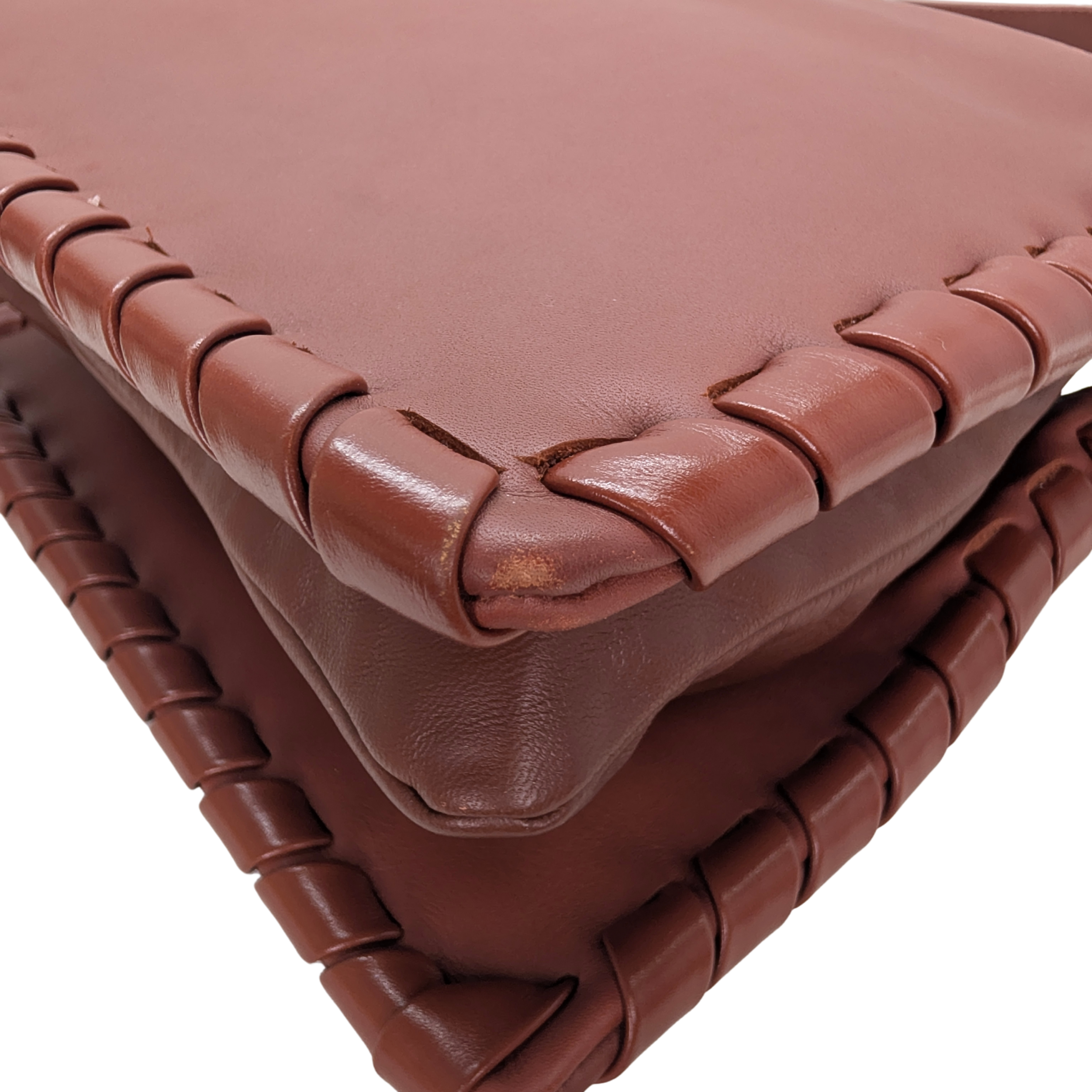 حقيبة كتف جلدية بني طراز Chloé Mate Gusset