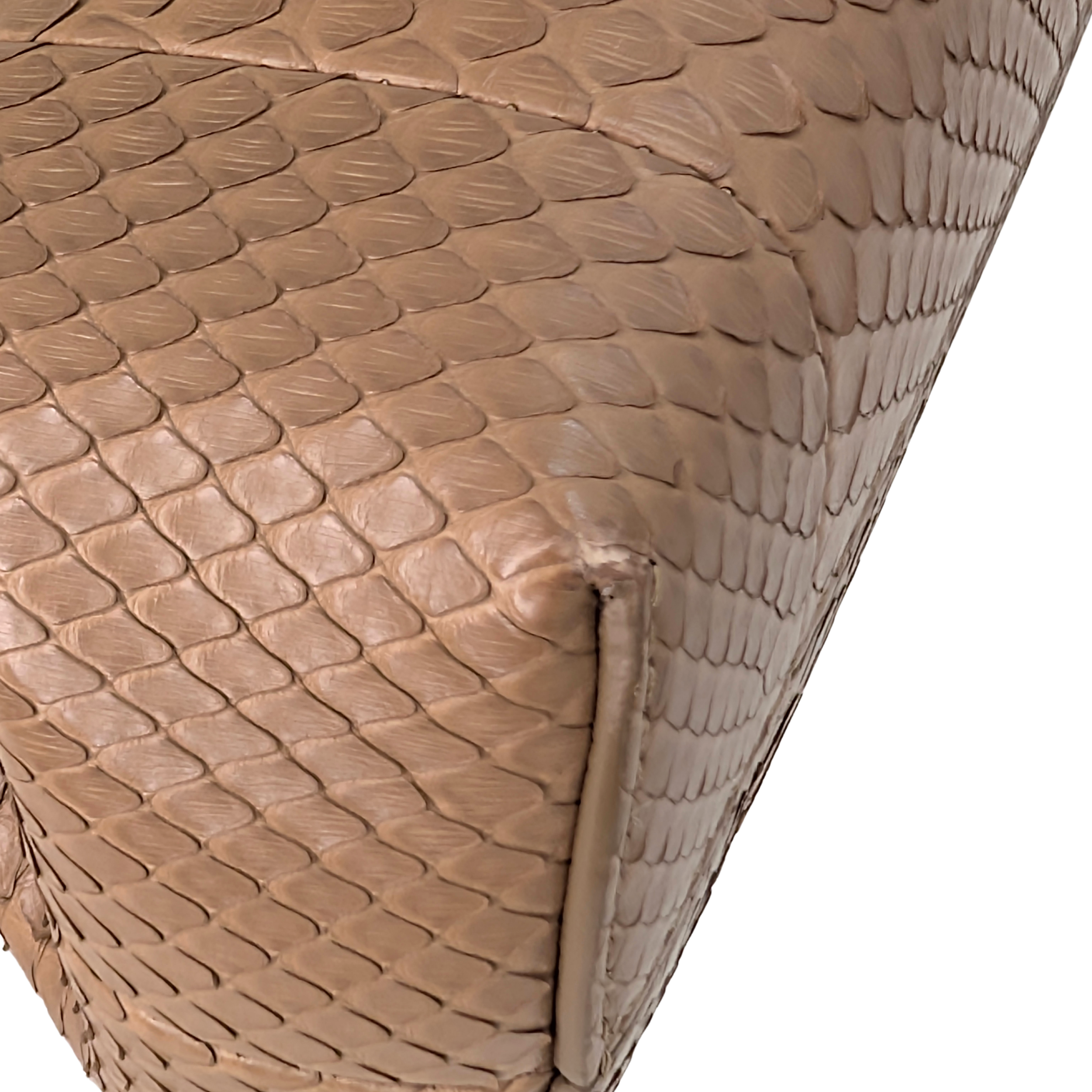 Fendi First Bag Clutch Small Full Snake Python Dark Beige