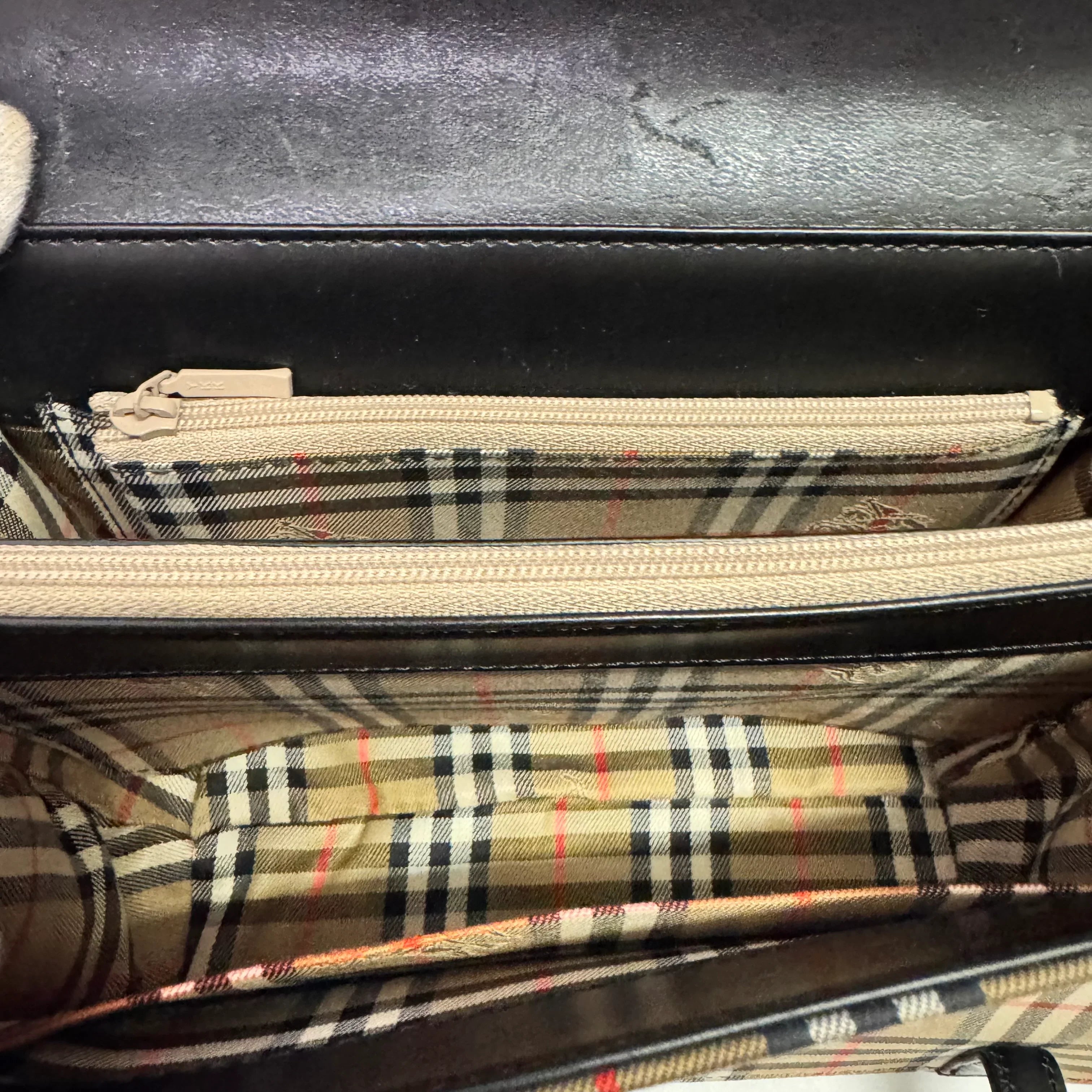 Burberry Nova Check Leather Flap Shoulder Bag - Lost Designer