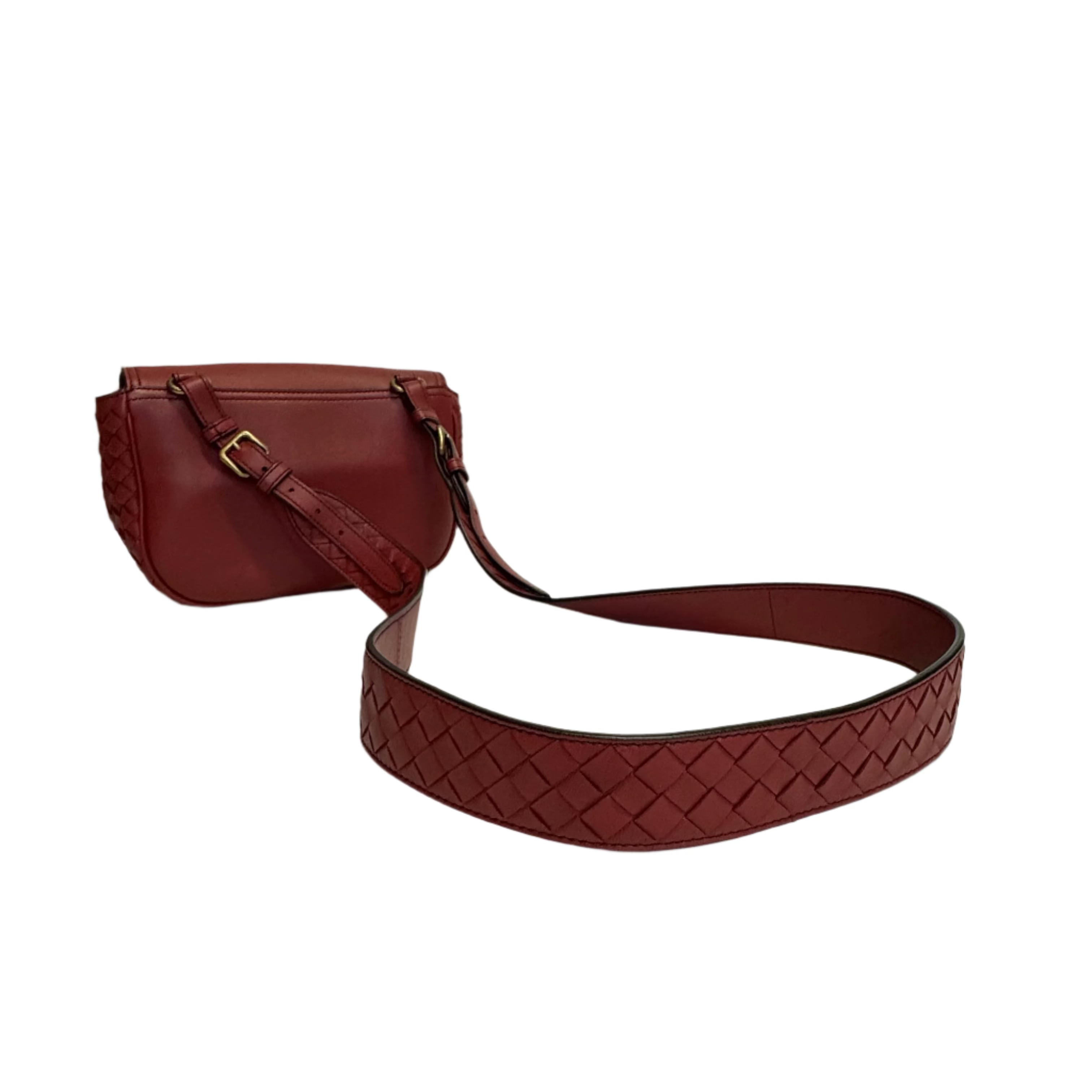 Bottega Veneta Intrecciato Nappa BV Luna Crossbody Bag Burgundy - Lost Designer
