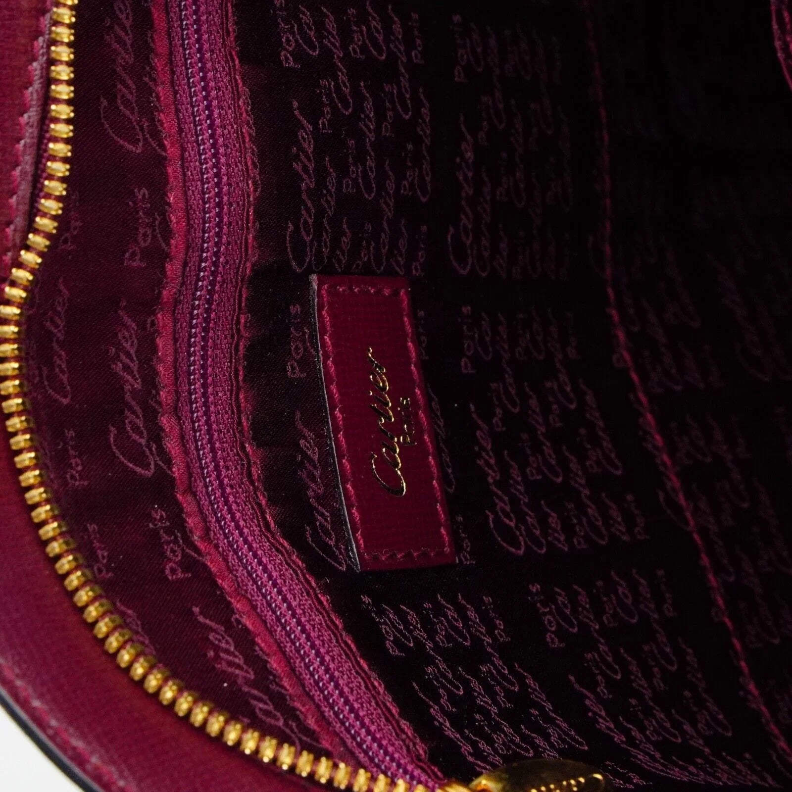 Cartier Leather Rounder Handbag Burgundy - Lost Designer