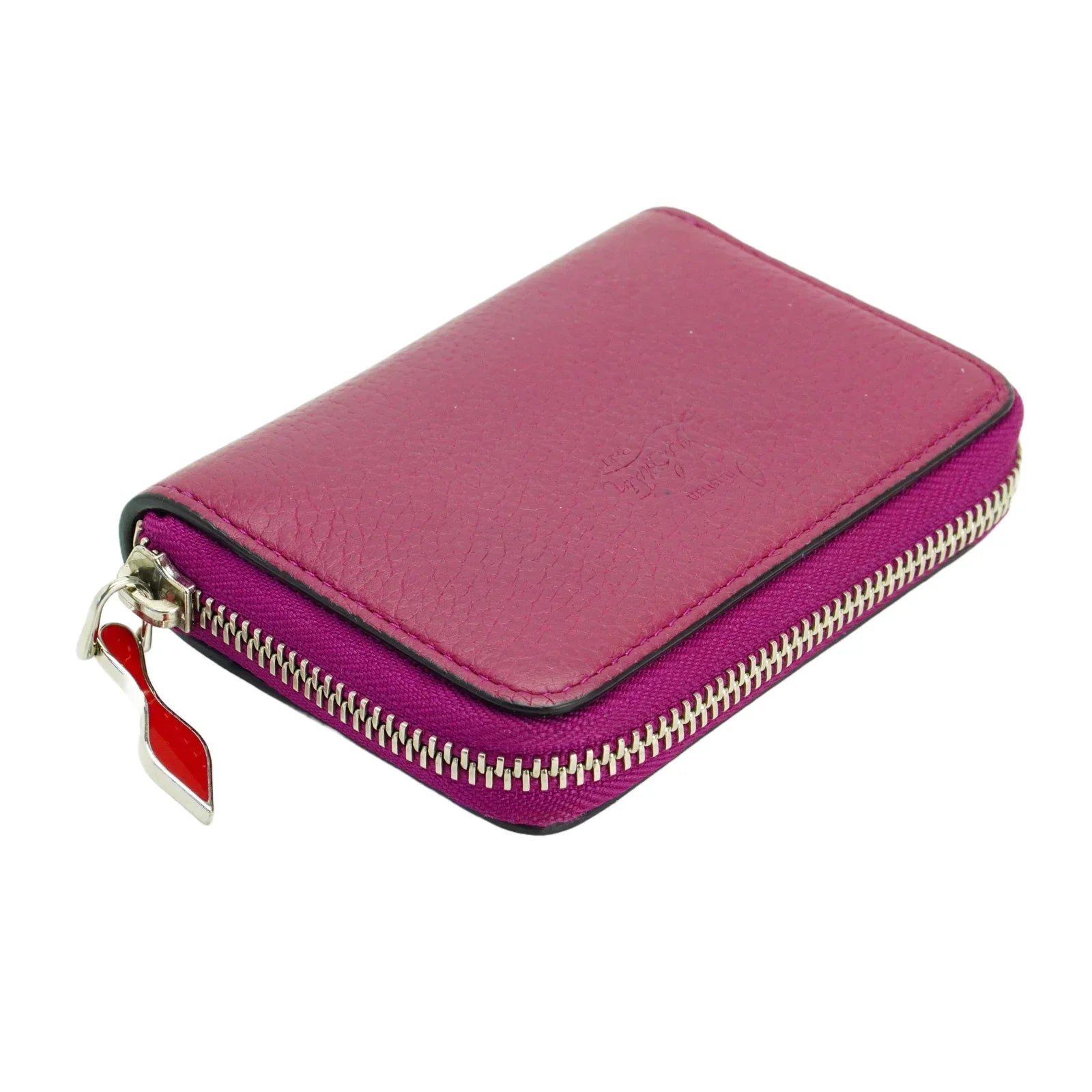Christian Louboutin Studded Small Zipper Wallet Fuchsia - Lost Designer