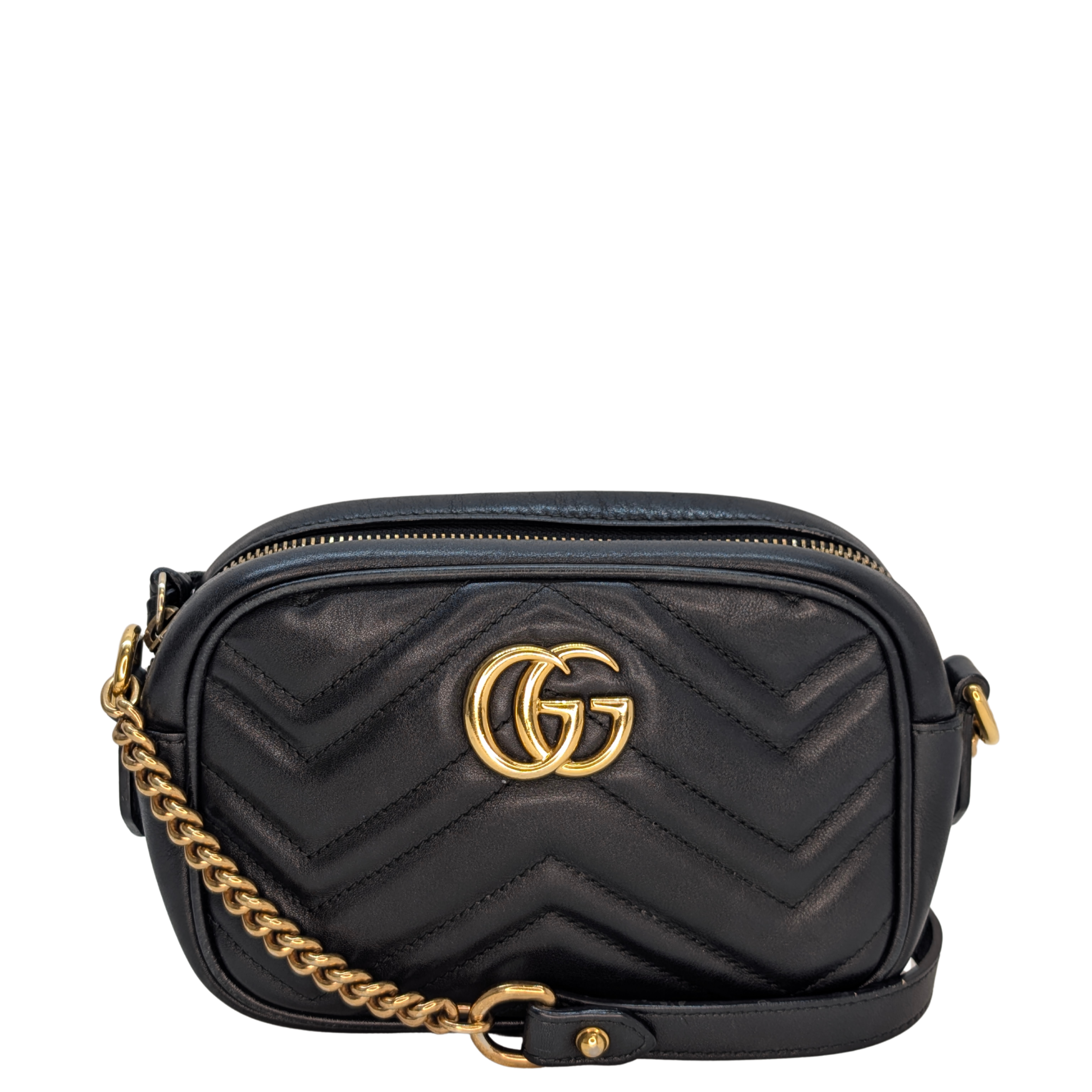 Black Gucci GG Marmont mini camera bag