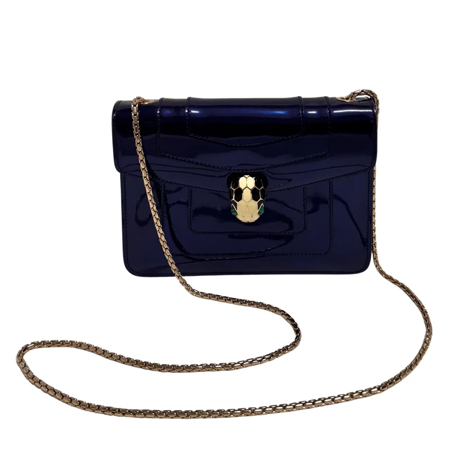 Bvlgari Serpenti patent leather handbag Blue - Lost Designer