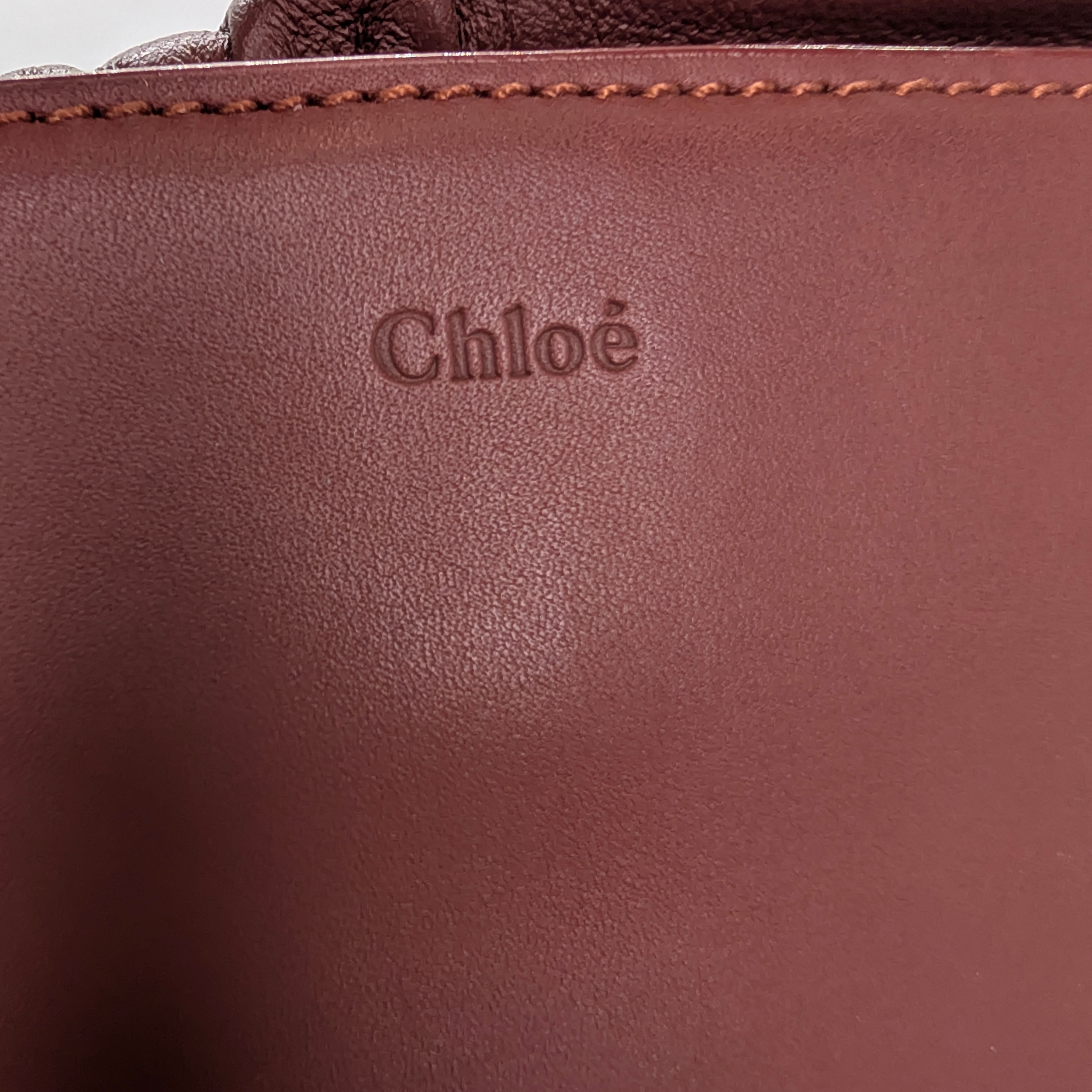 حقيبة كتف جلدية بني طراز Chloé Mate Gusset