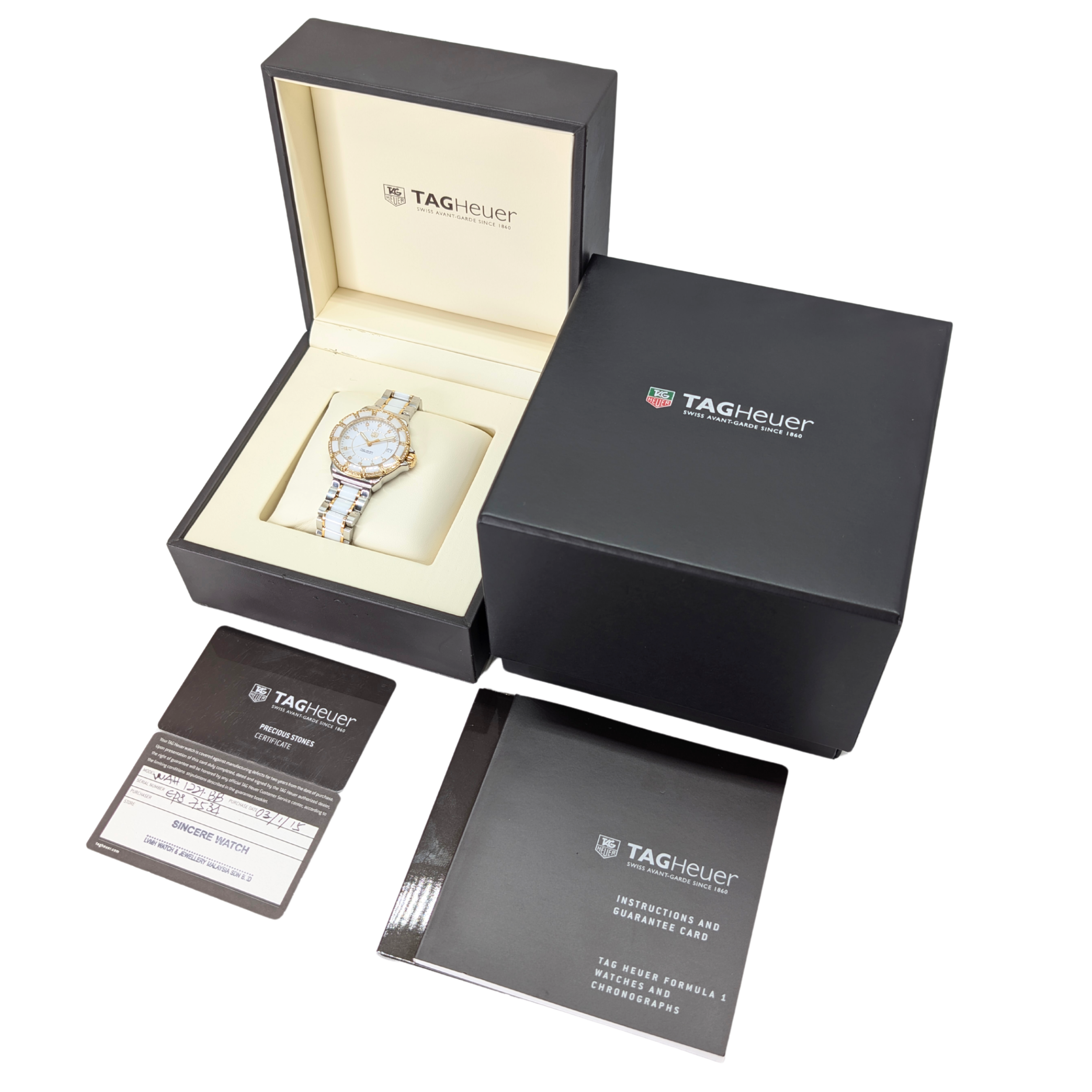 ساعة TAG Heuer Formula 1 Ceramic Diamond WAH1221 بيضاء 37 ملم