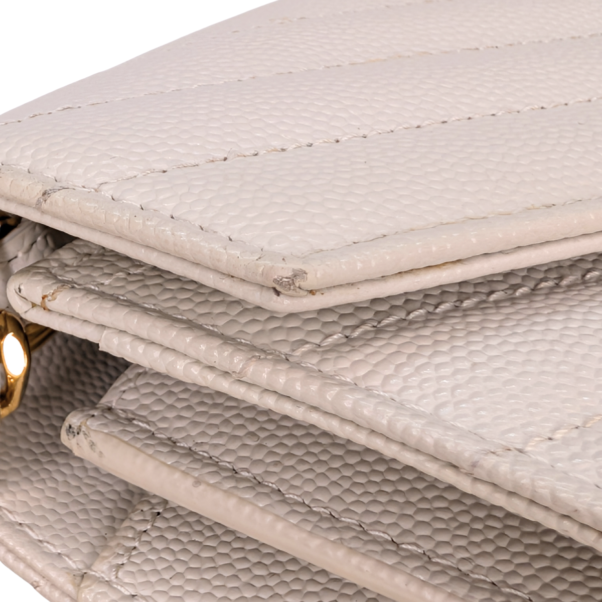 Saint Laurent Cassandre Envelope Chain Wallet Blanc White