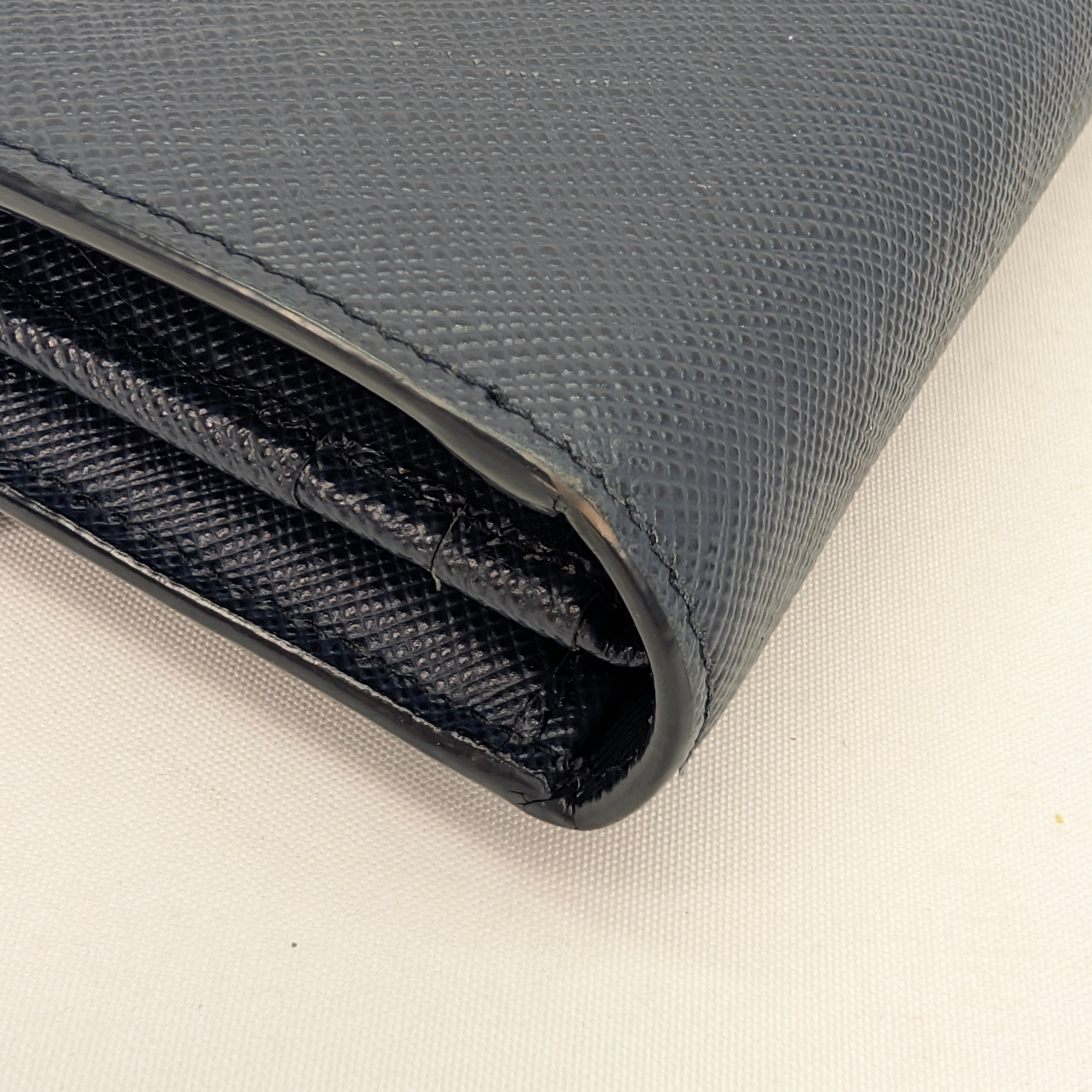 Black Prada Saffiano Multi Pocket Wallet Navy Blue