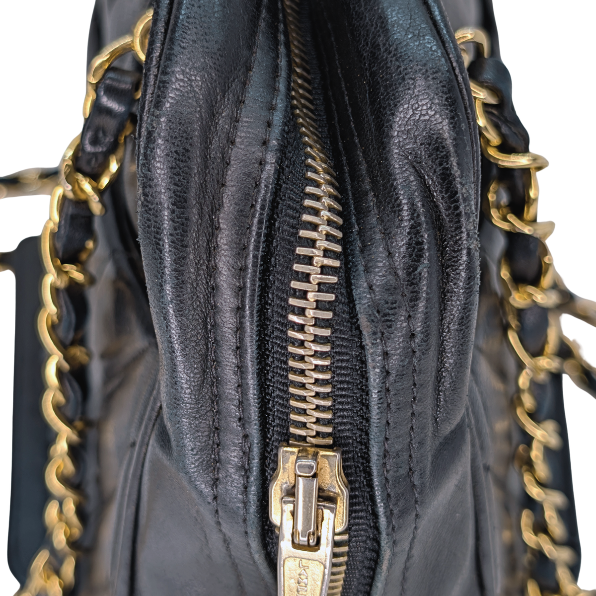 Chanel Vintage Chevron Quilted Camera Bag Black