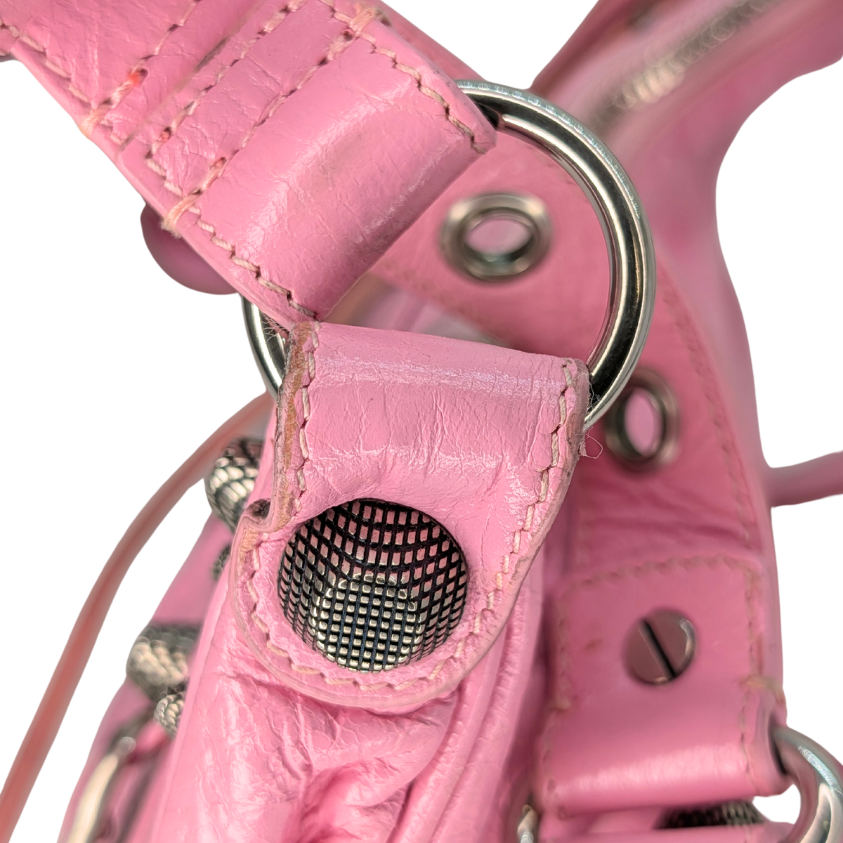 Balenciaga Leather Le Cagole Shoulder Bag XS Pink