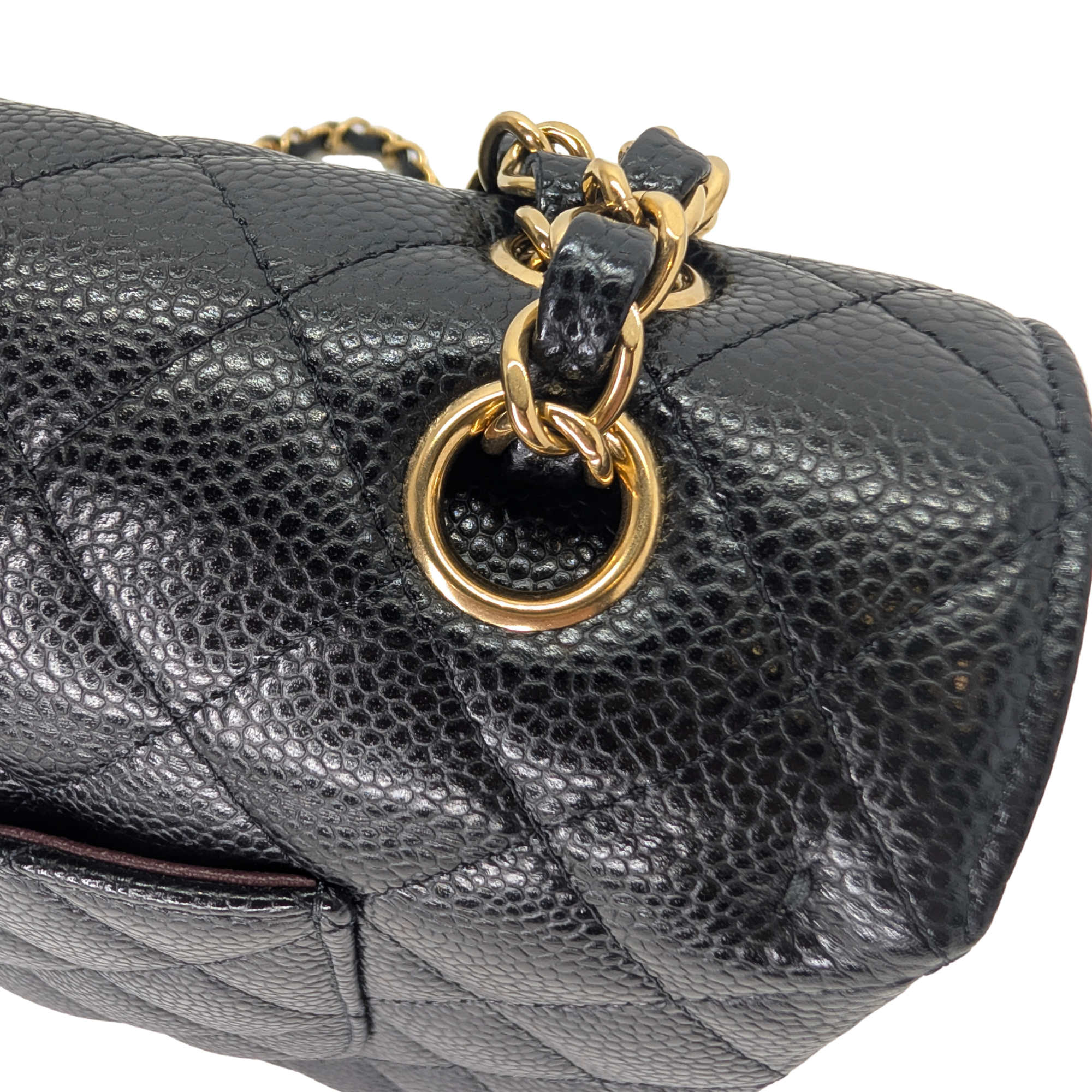 Chanel Classic Flap Bag Caviar Leather Medium Black (Microchip)