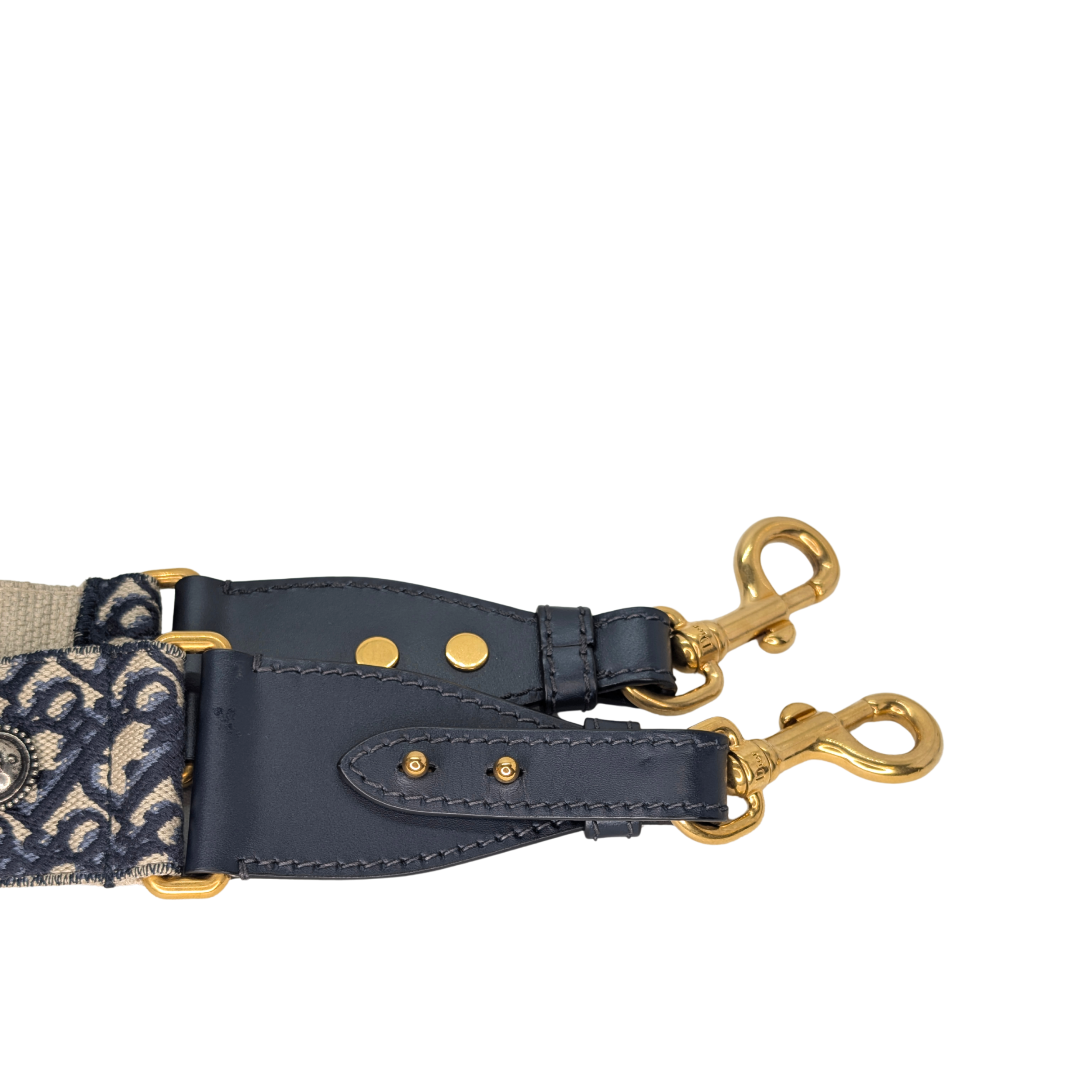 Dior Medium Saddle Bag Navy Oblique with Strap