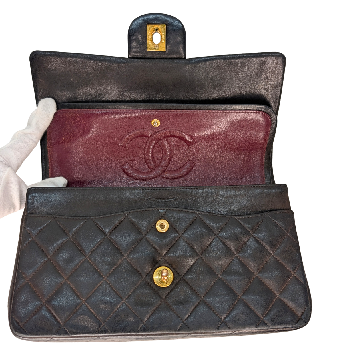 Chanel Vintage Classic Double Flap Medium Lambskin Black