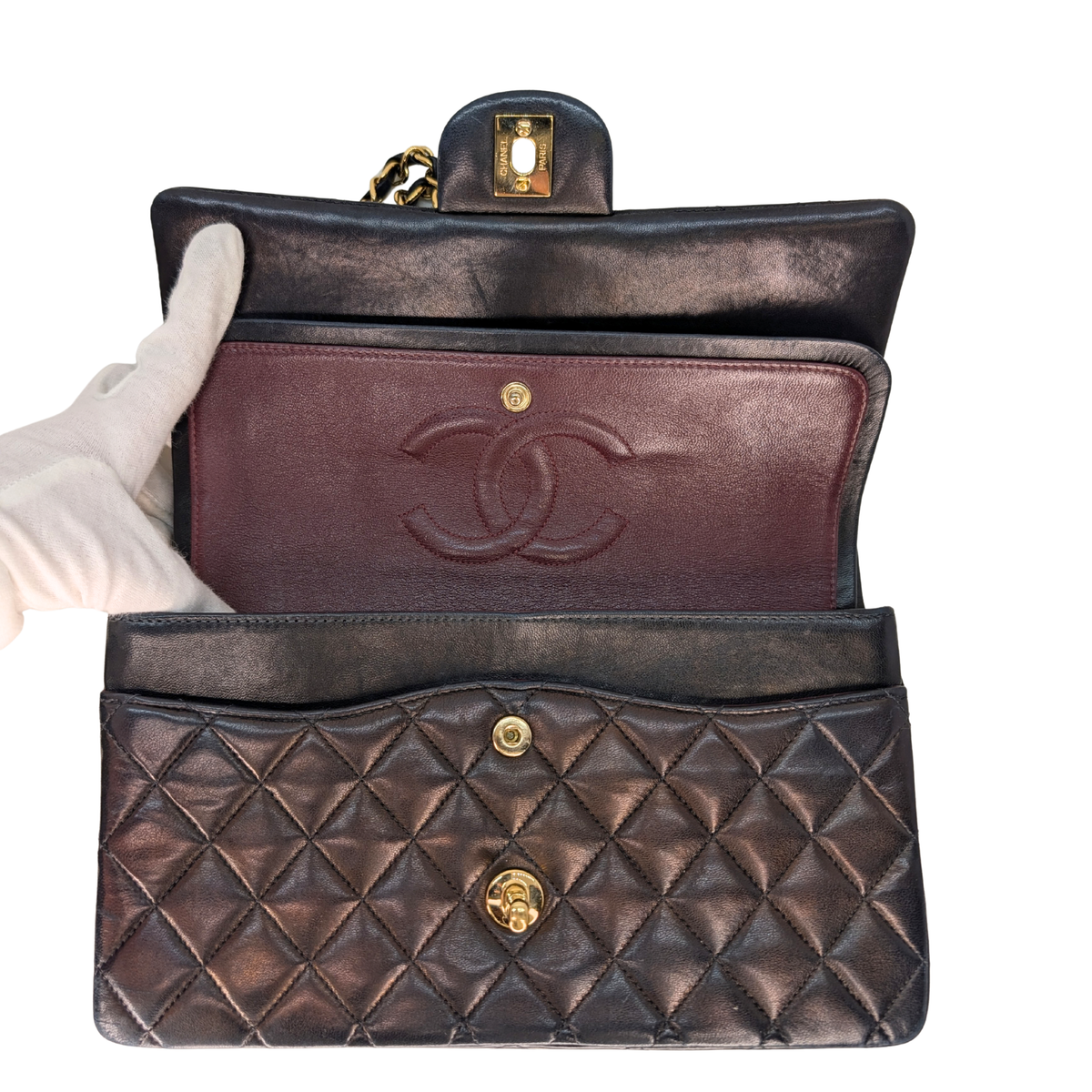 Chanel Vintage Classic Double Flap Medium Lambskin Black