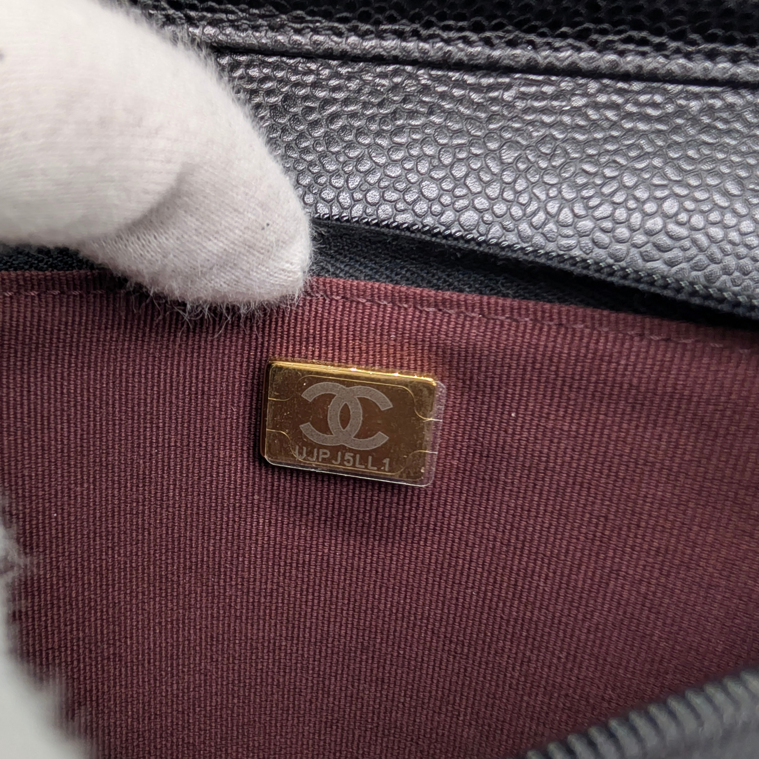Chanel WOC Wallet on Chain Caviar Black GHW Microchip