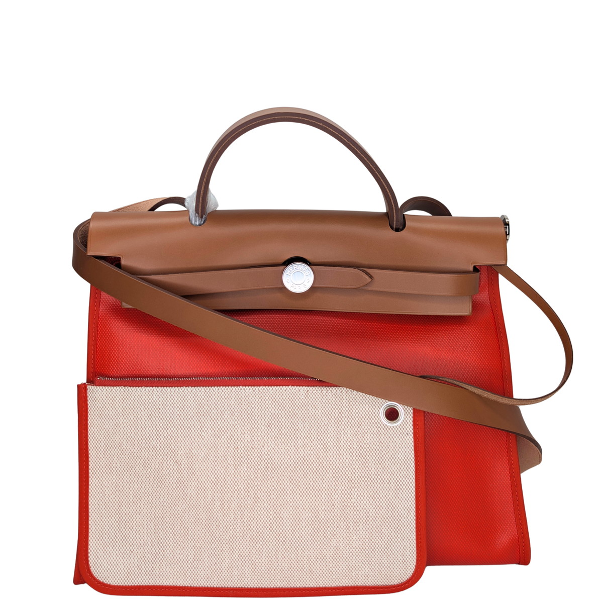 Hermes Herbag 31 Berline Canvas Hunter Orange ختم U