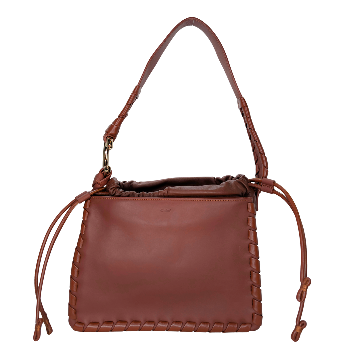 حقيبة كتف جلدية بني طراز Chloé Mate Gusset