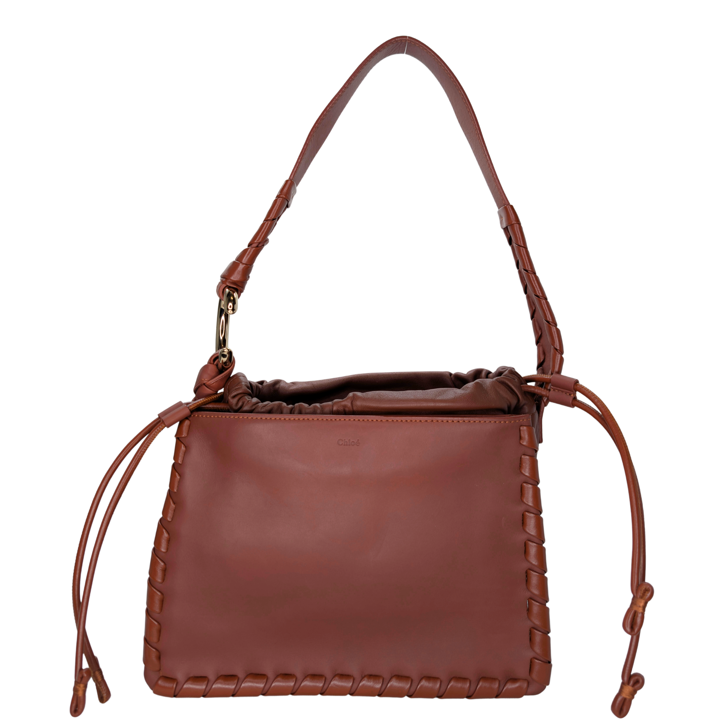 حقيبة كتف جلدية بني طراز Chloé Mate Gusset
